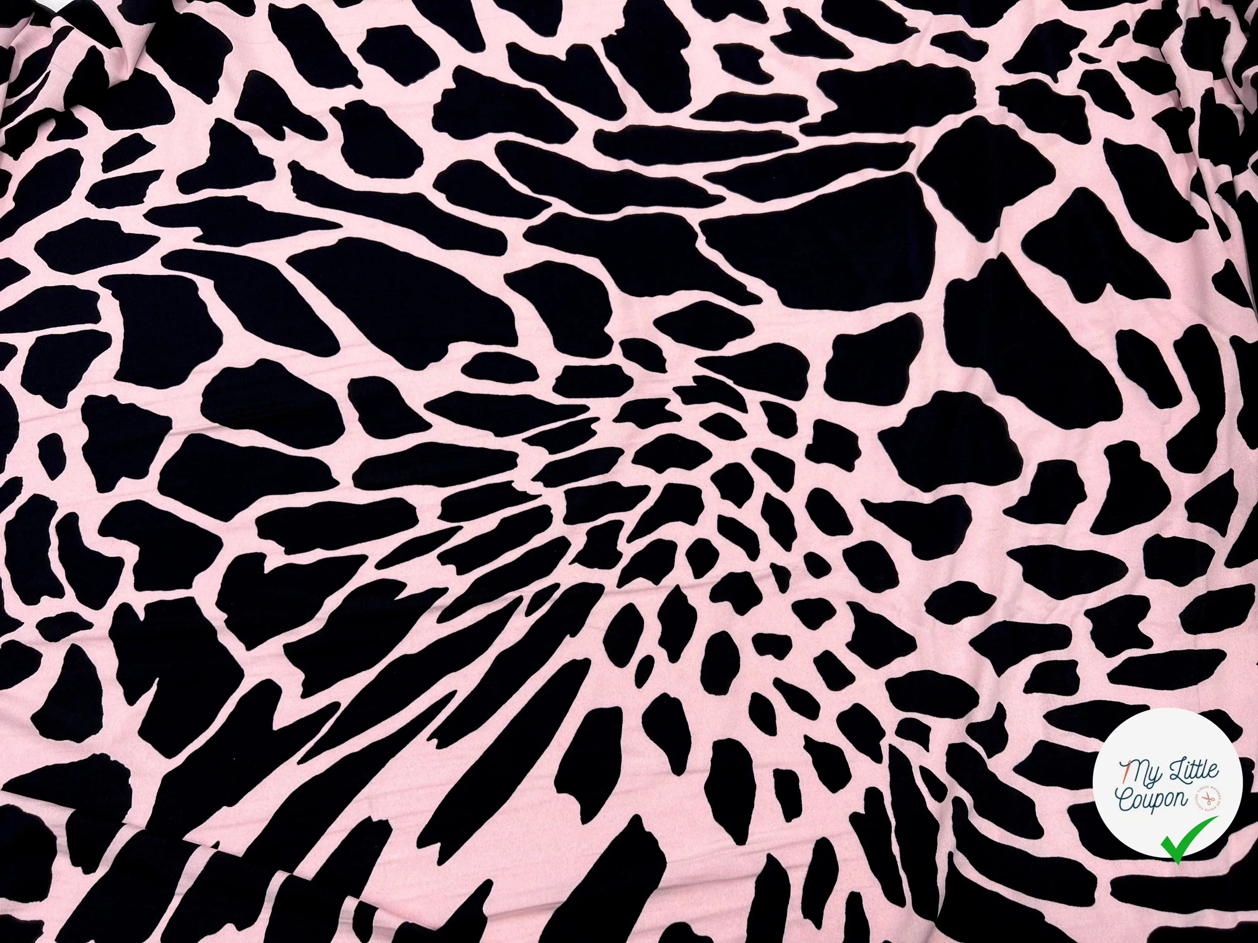 JERSEY QUALITĂ COUTURE FLUIDE GIRAFE FOND ROSE - My Little Coupon - tissu - coudre