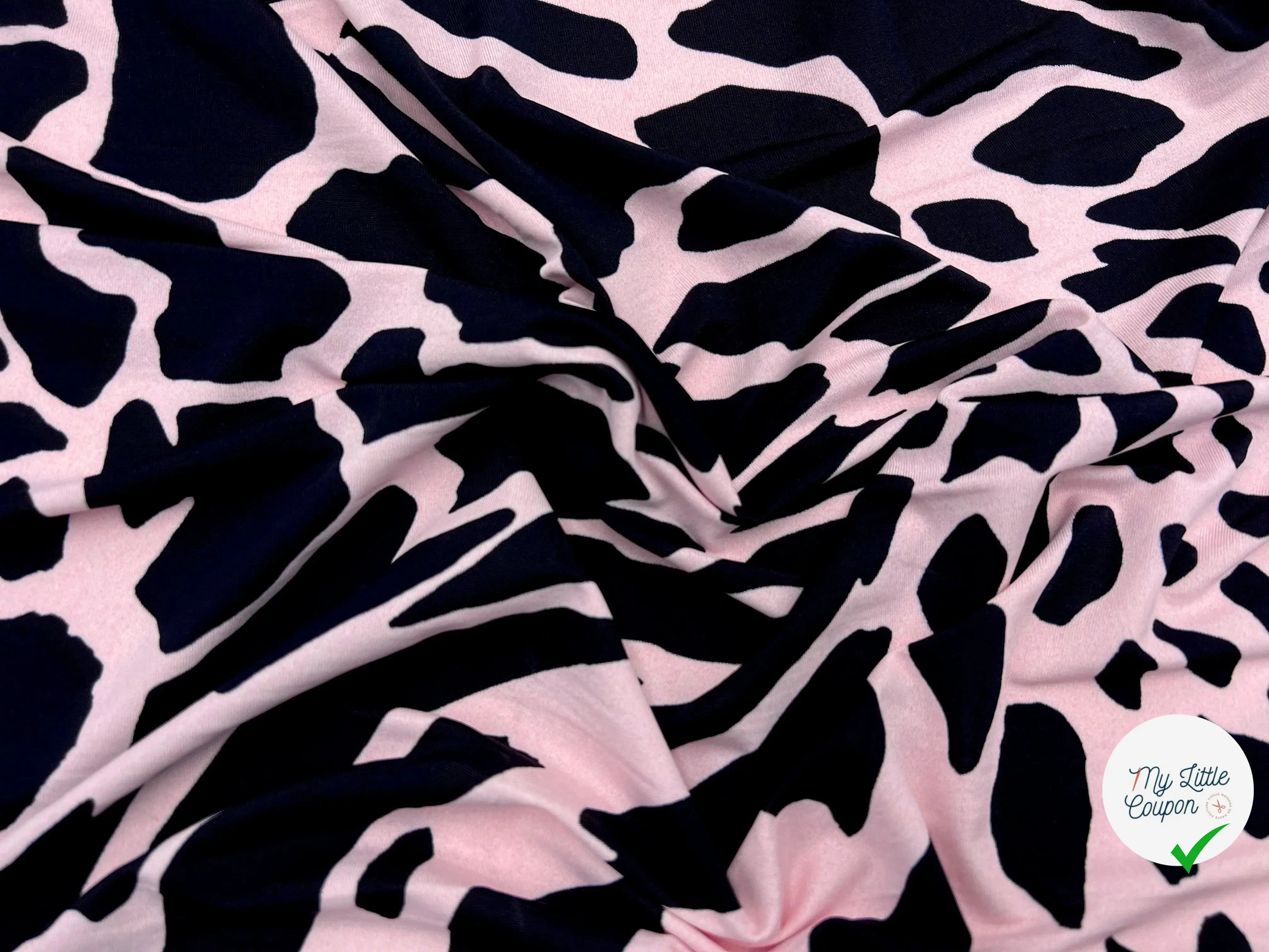 JERSEY QUALITĂ COUTURE FLUIDE GIRAFE FOND ROSE - My Little Coupon - tissu - coudre