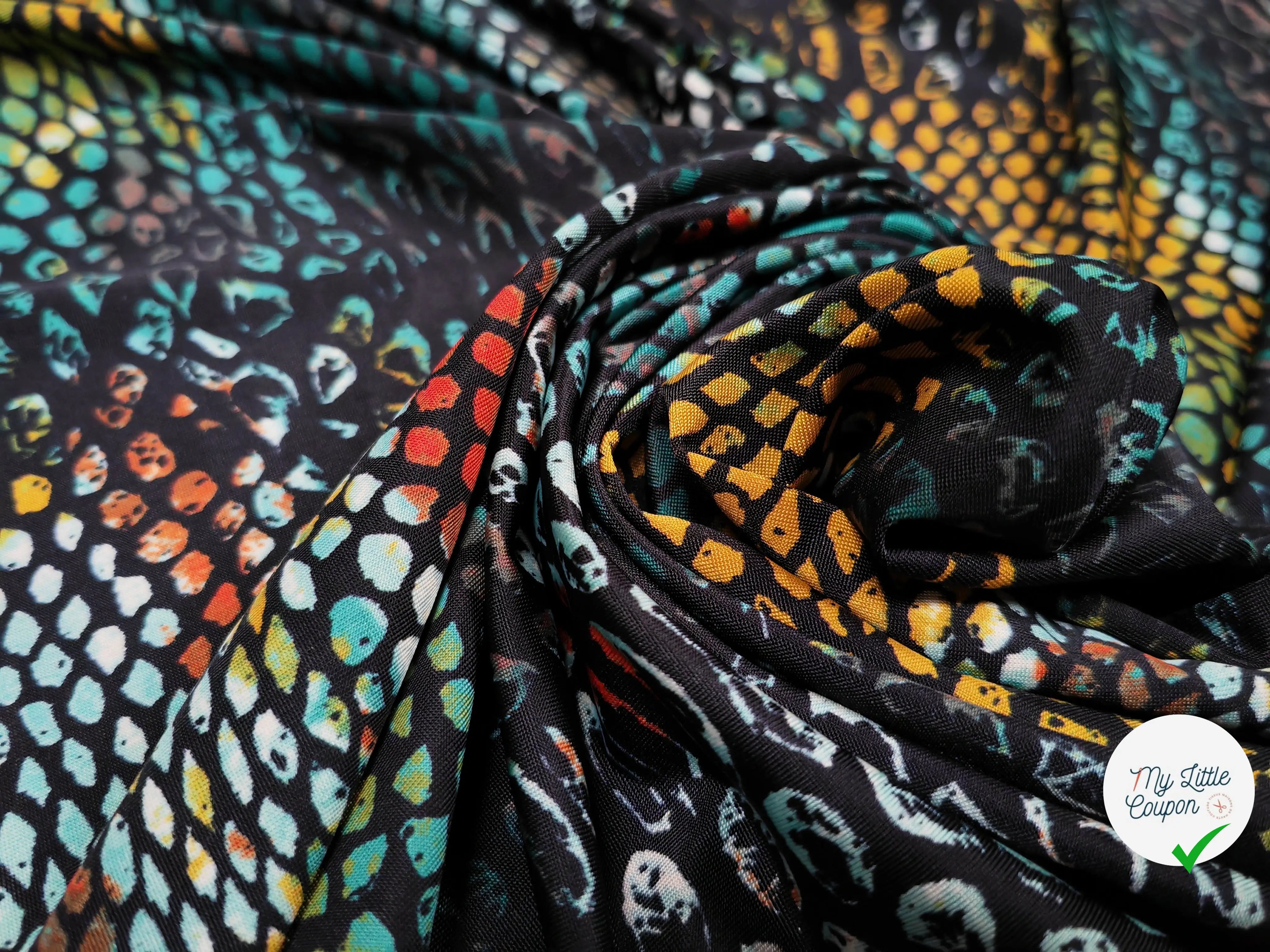 JERSEY VENEZIA MOTIF ÉCAILLES TURQUOISE - My Little Coupon