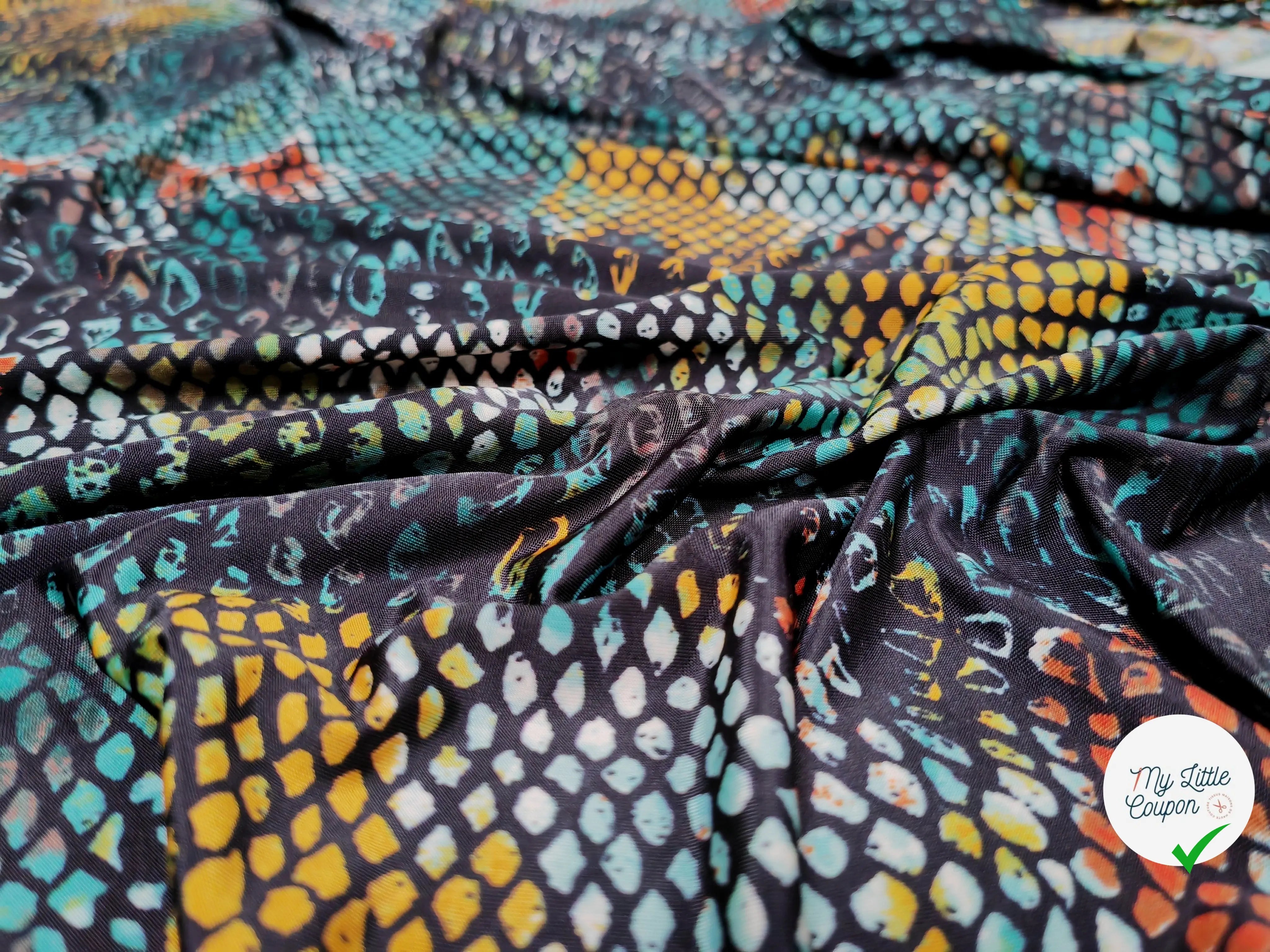 JERSEY VENEZIA MOTIF ÉCAILLES TURQUOISE - My Little Coupon