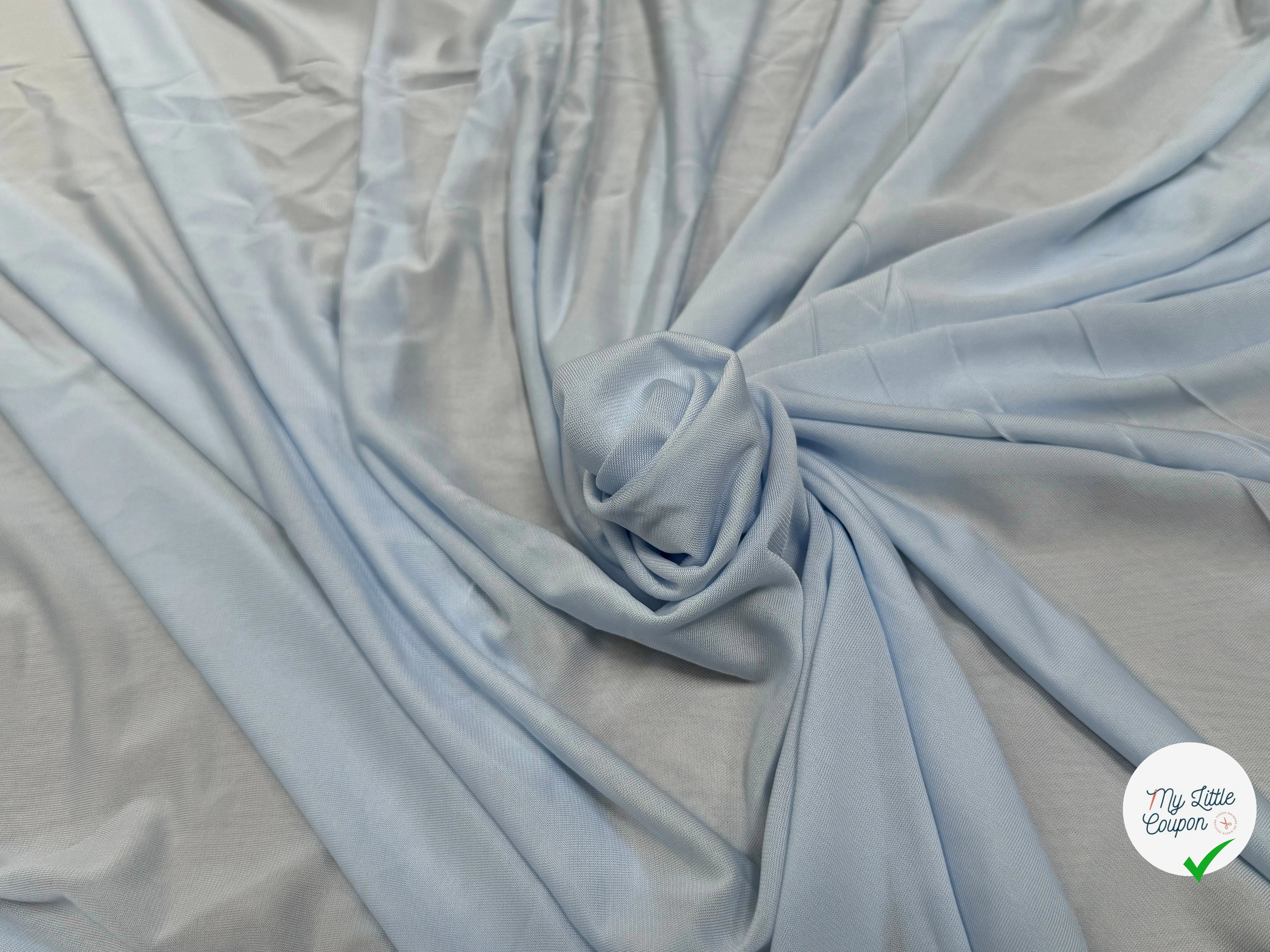 JERSEY VISCOSE FLUIDE ULTRA STRETCH BLEU CIEL - My Little Coupon