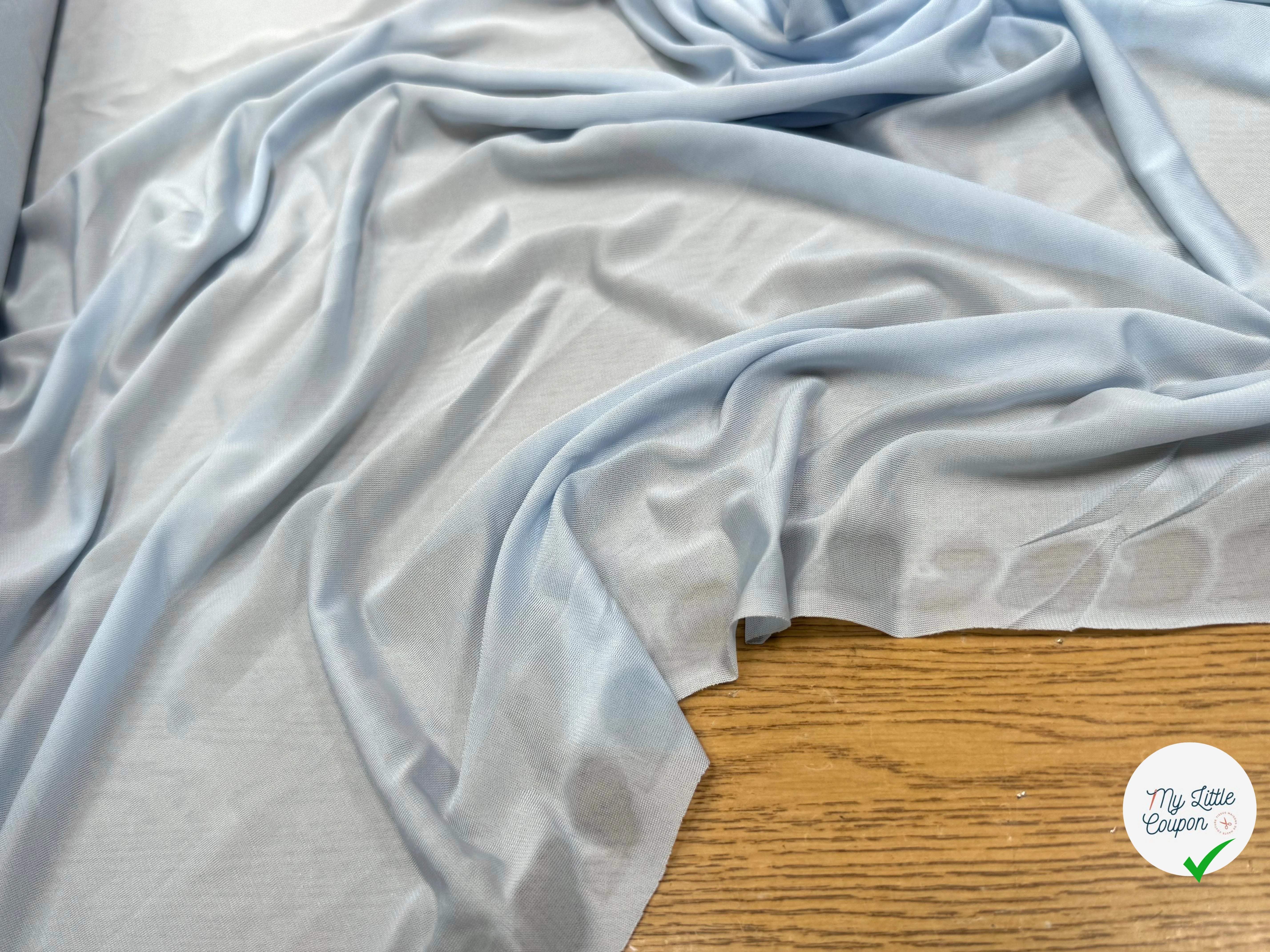 JERSEY VISCOSE FLUIDE ULTRA STRETCH BLEU CIEL - My Little Coupon