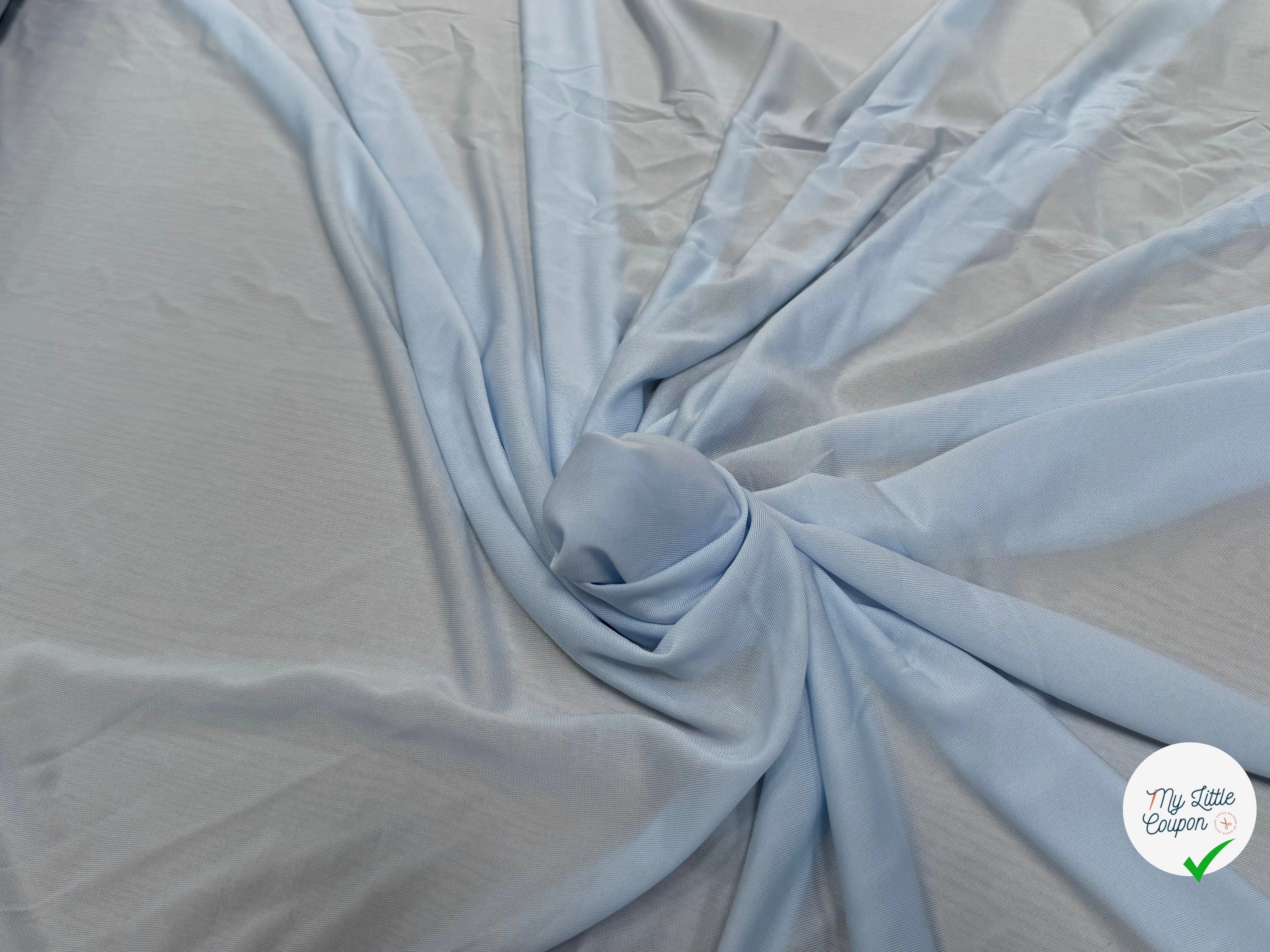 JERSEY VISCOSE FLUIDE ULTRA STRETCH BLEU CIEL - My Little Coupon