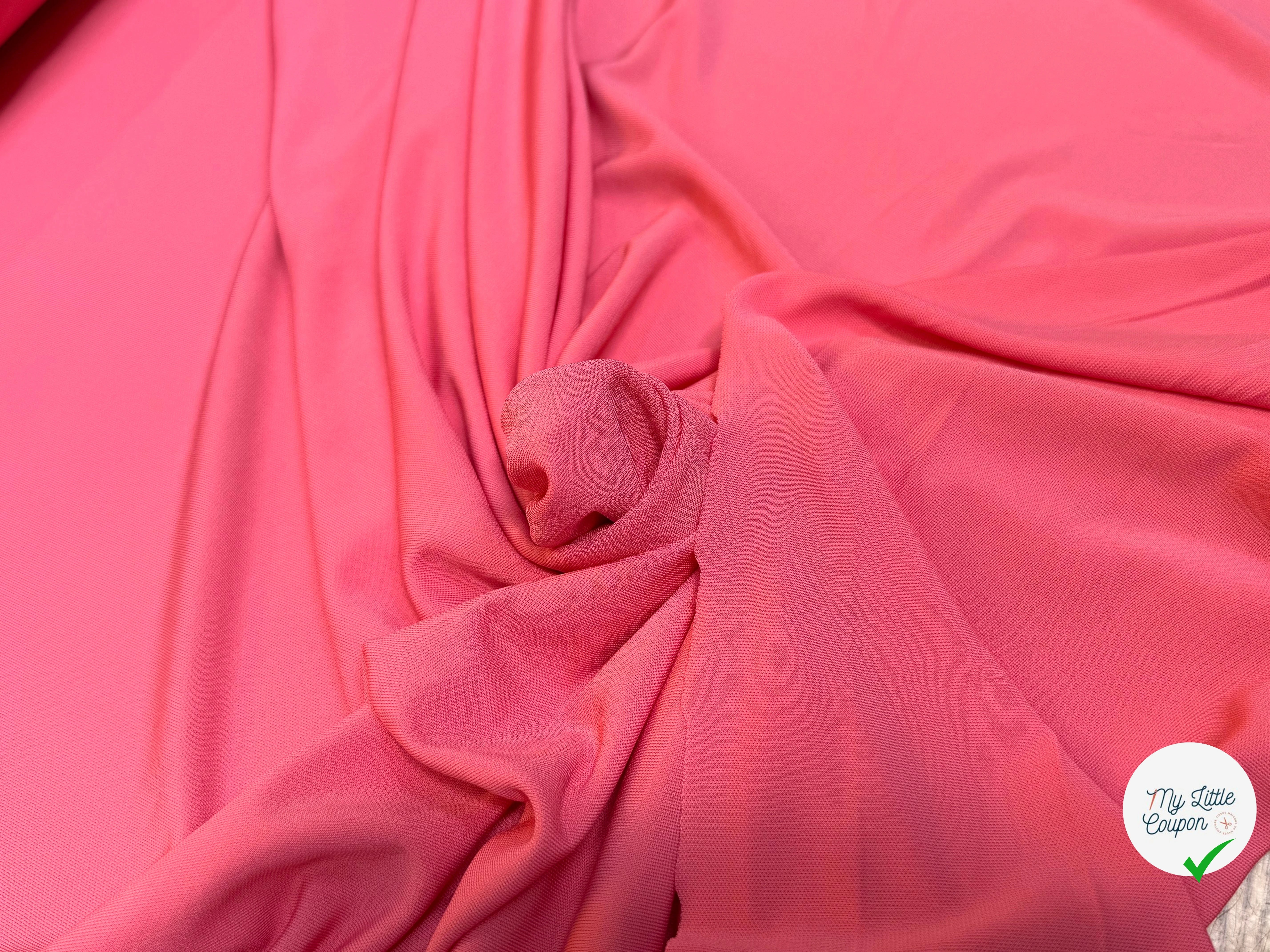 JERSEY VISCOSE FLUIDE ULTRA STRETCH ROSE BON-BON - My Little Coupon