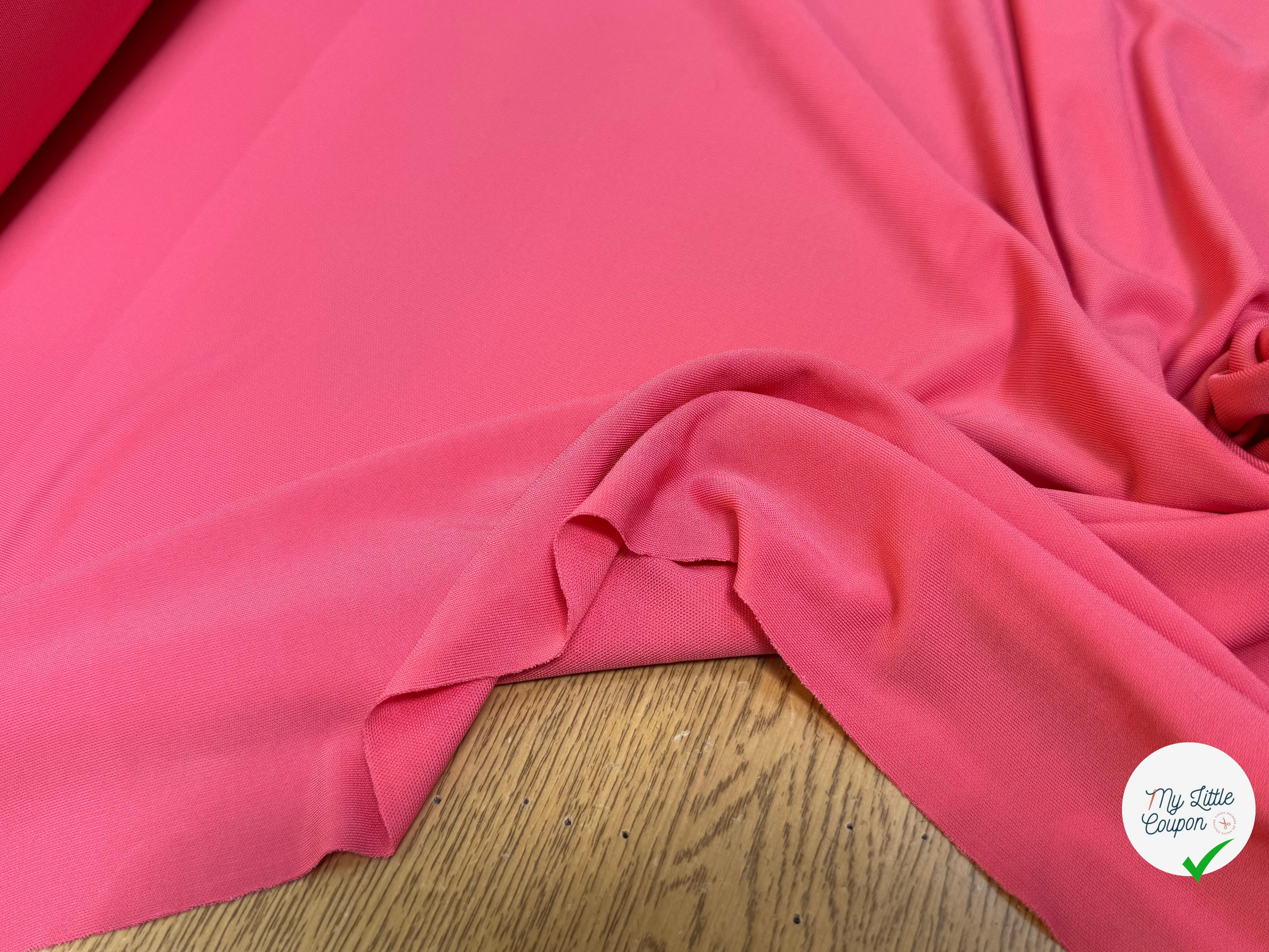 JERSEY VISCOSE FLUIDE ULTRA STRETCH ROSE BON-BON - My Little Coupon
