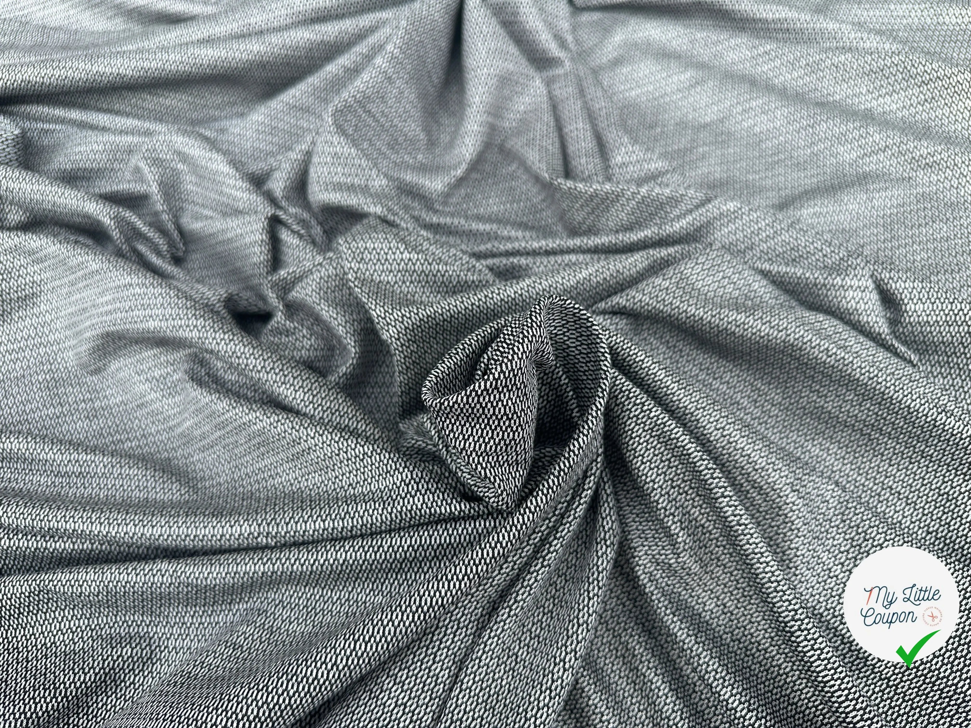 JERSEY VISCOSE JACQUARD NOIR NUAGE - My Little Coupon