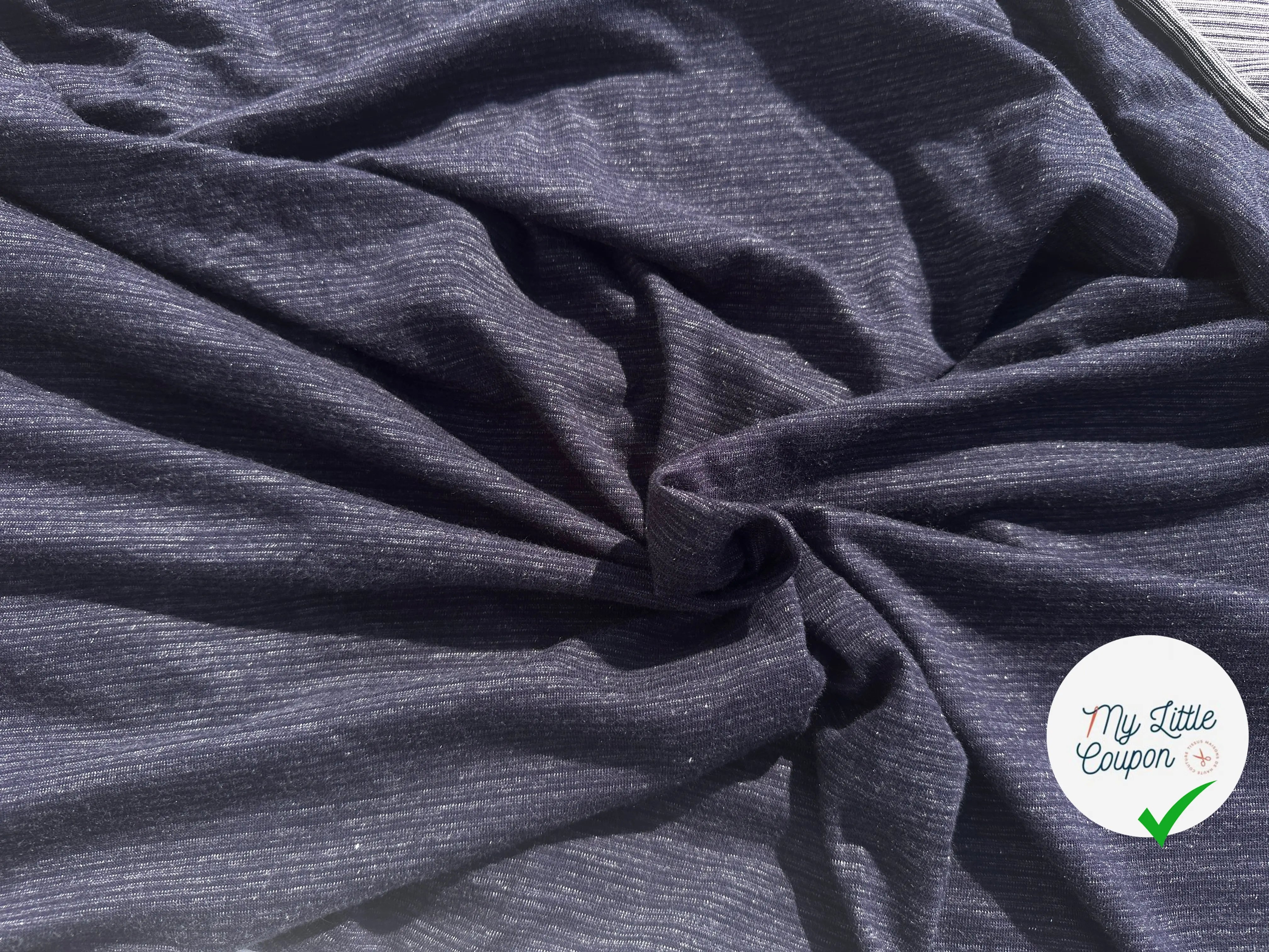 JERSEY VISCOSE STRETCH RAYURES NOIR ET ARGENT - My Little Coupon