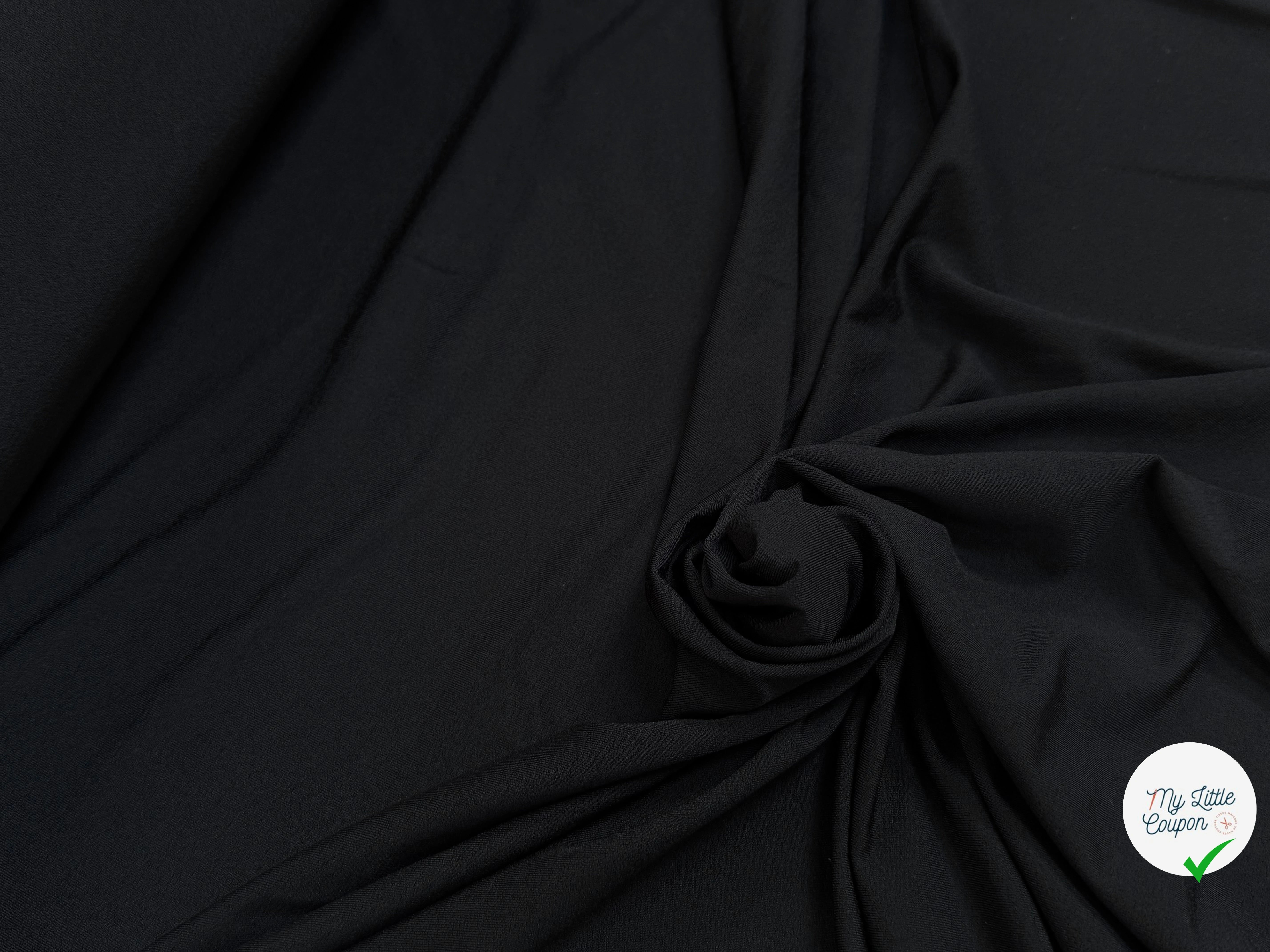JERSEY VISCOSE ULTRA STRETCH DOUX PEACHSKIN NOIR - My Little Coupon