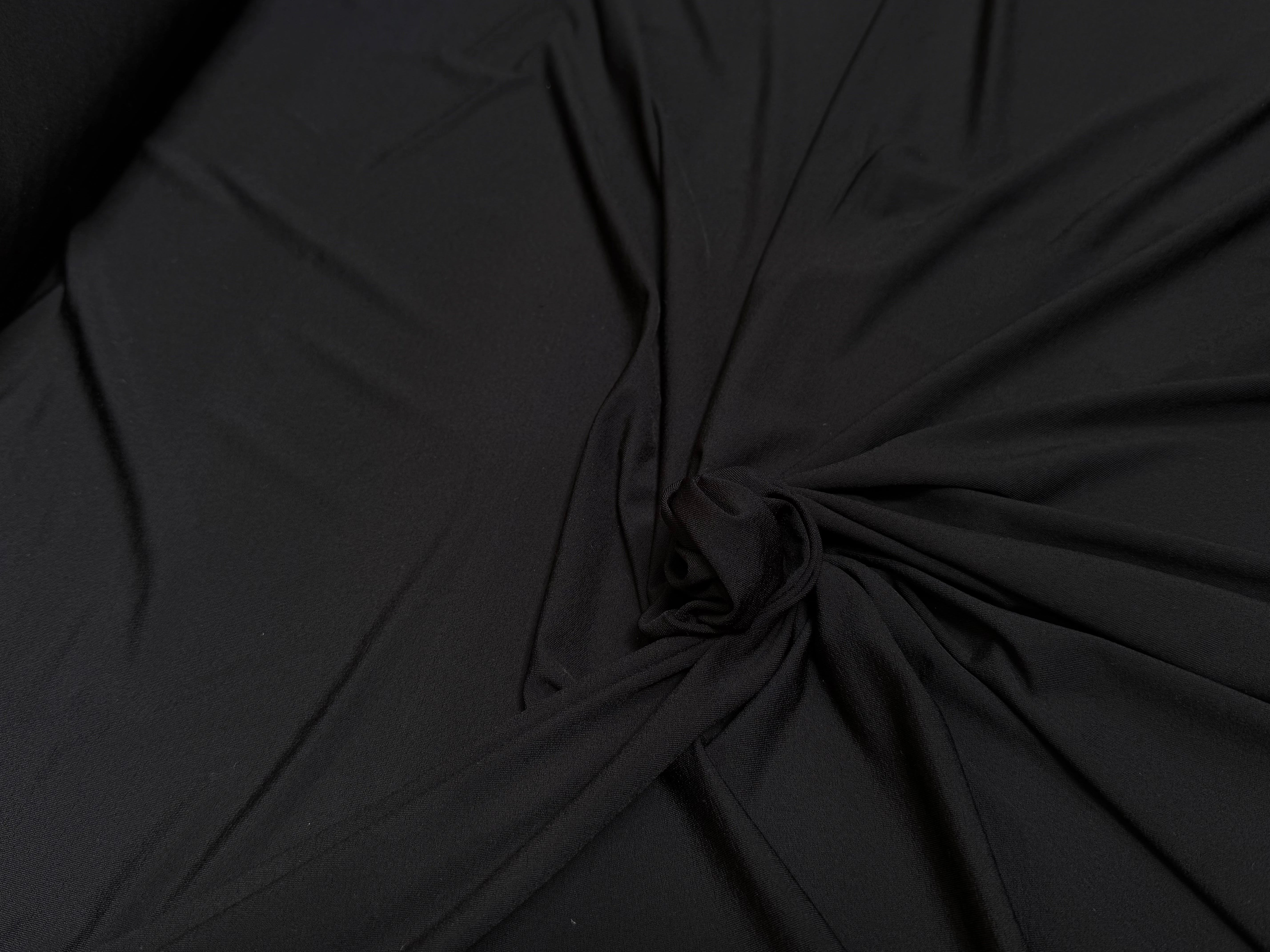 JERSEY VISCOSE ULTRA STRETCH NOIR LÉGÈREMENT SATINÉ - My Little Coupon