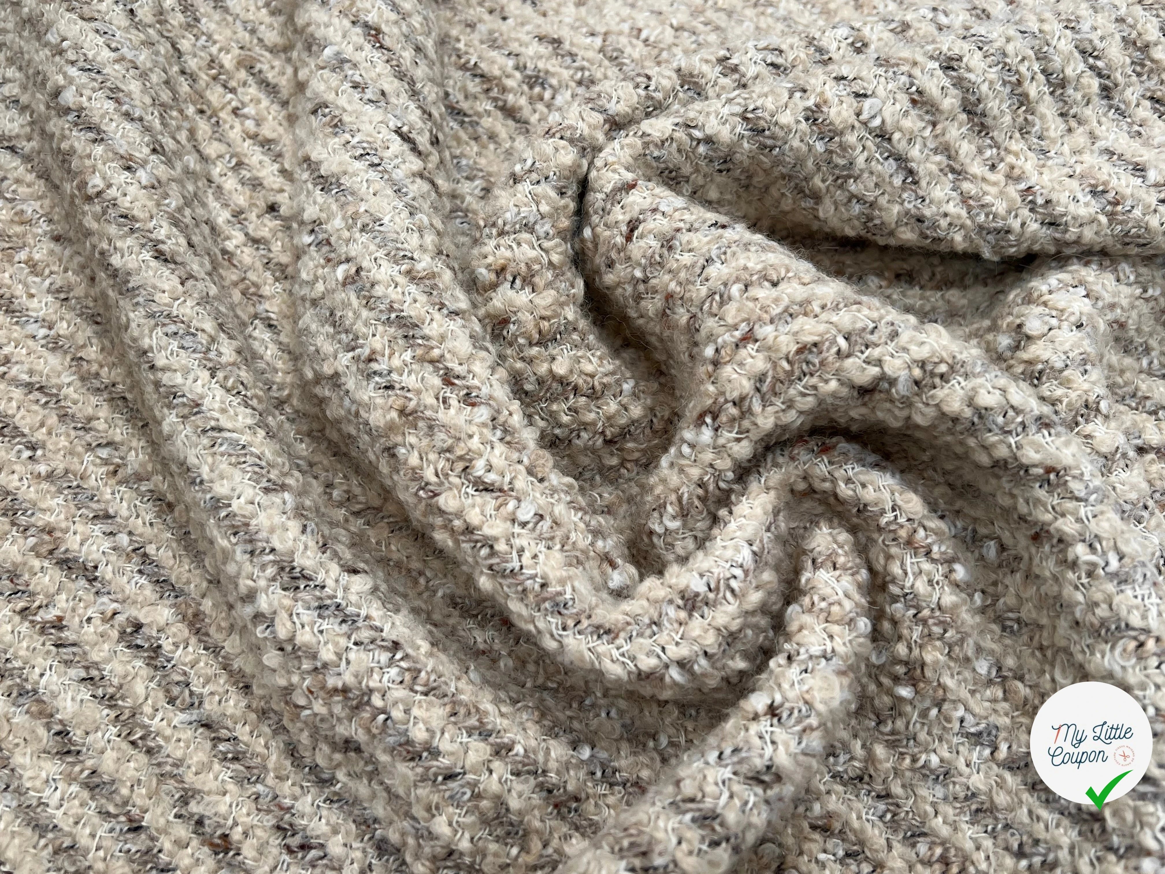 LAINAGE BOUCLETTE BEIGE VANILLE STRIÉ MARRON - My Little Coupon