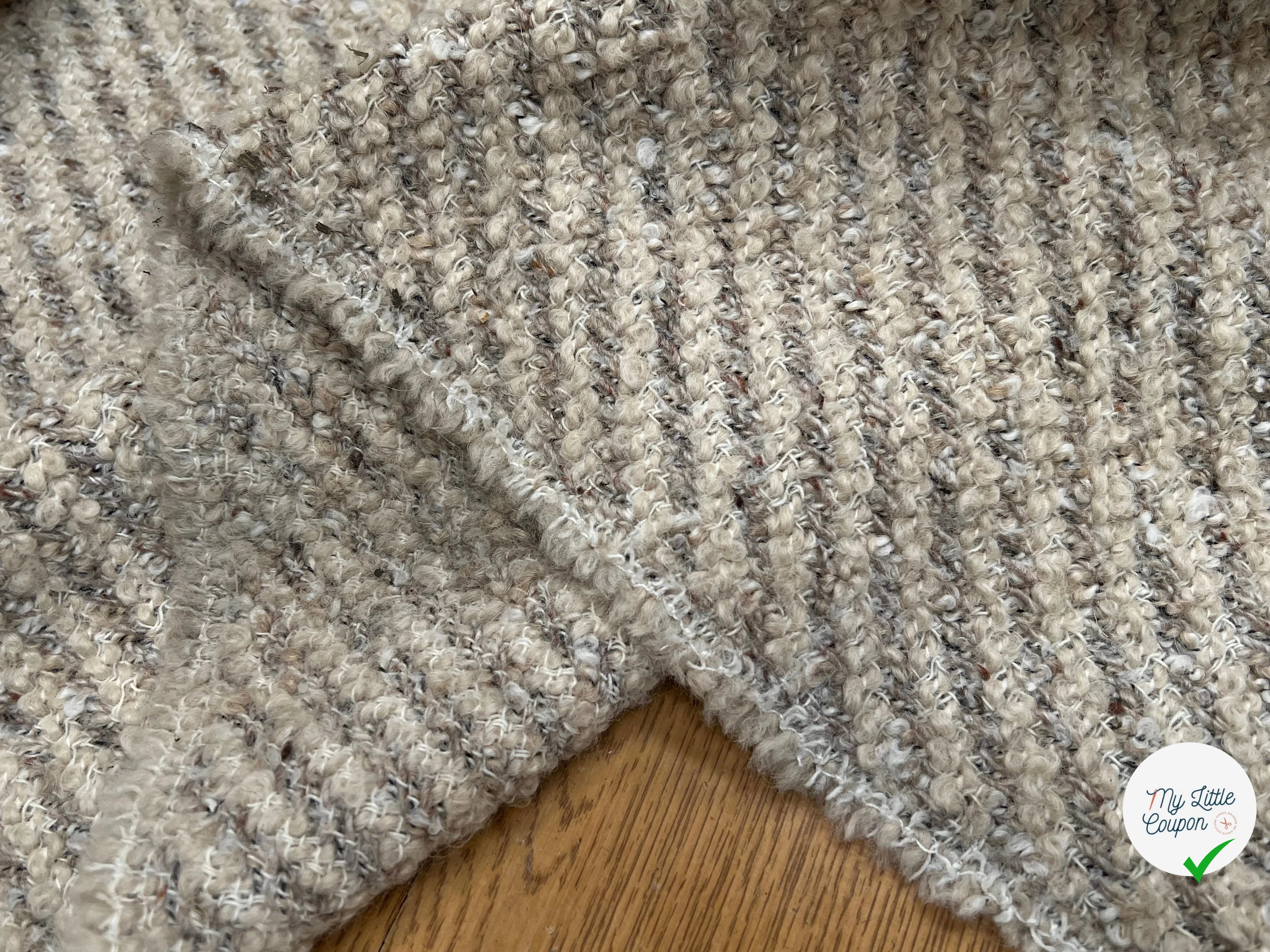 LAINAGE BOUCLETTE BEIGE VANILLE STRIÉ MARRON - My Little Coupon