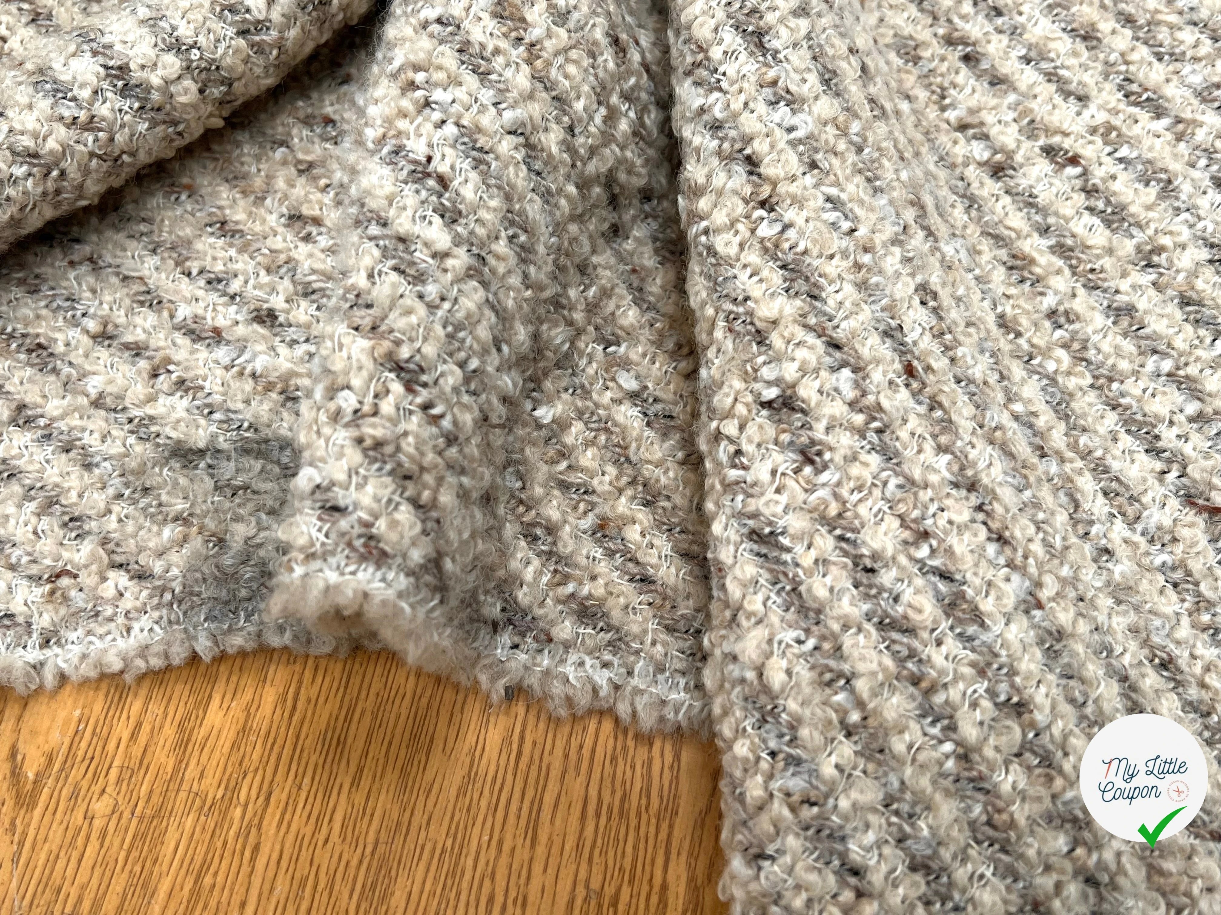 LAINAGE BOUCLETTE BEIGE VANILLE STRIÉ MARRON - My Little Coupon