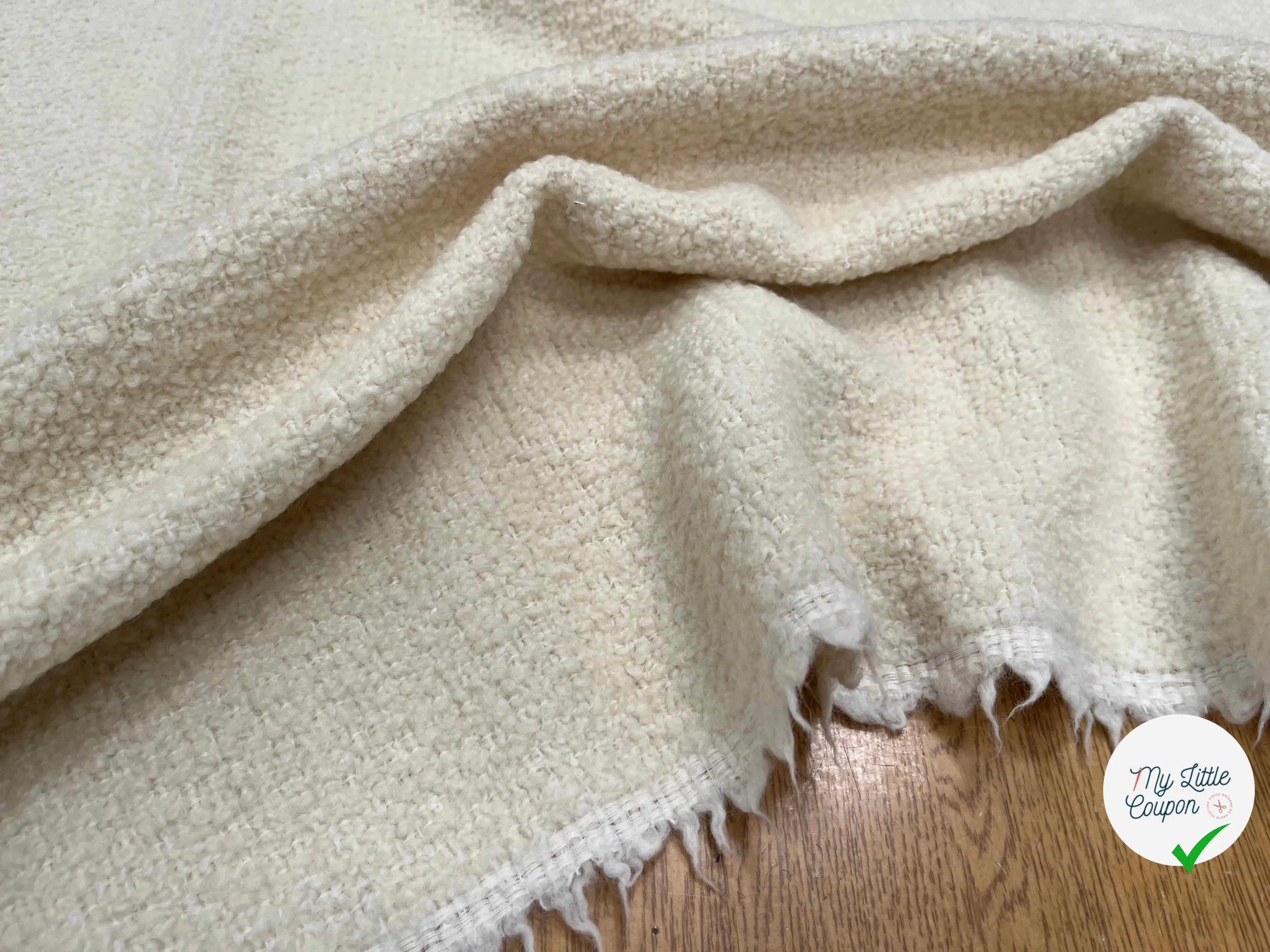 LAINAGE BOUCLETTE BLANC CASSE 93% LAINE - My Little Coupon