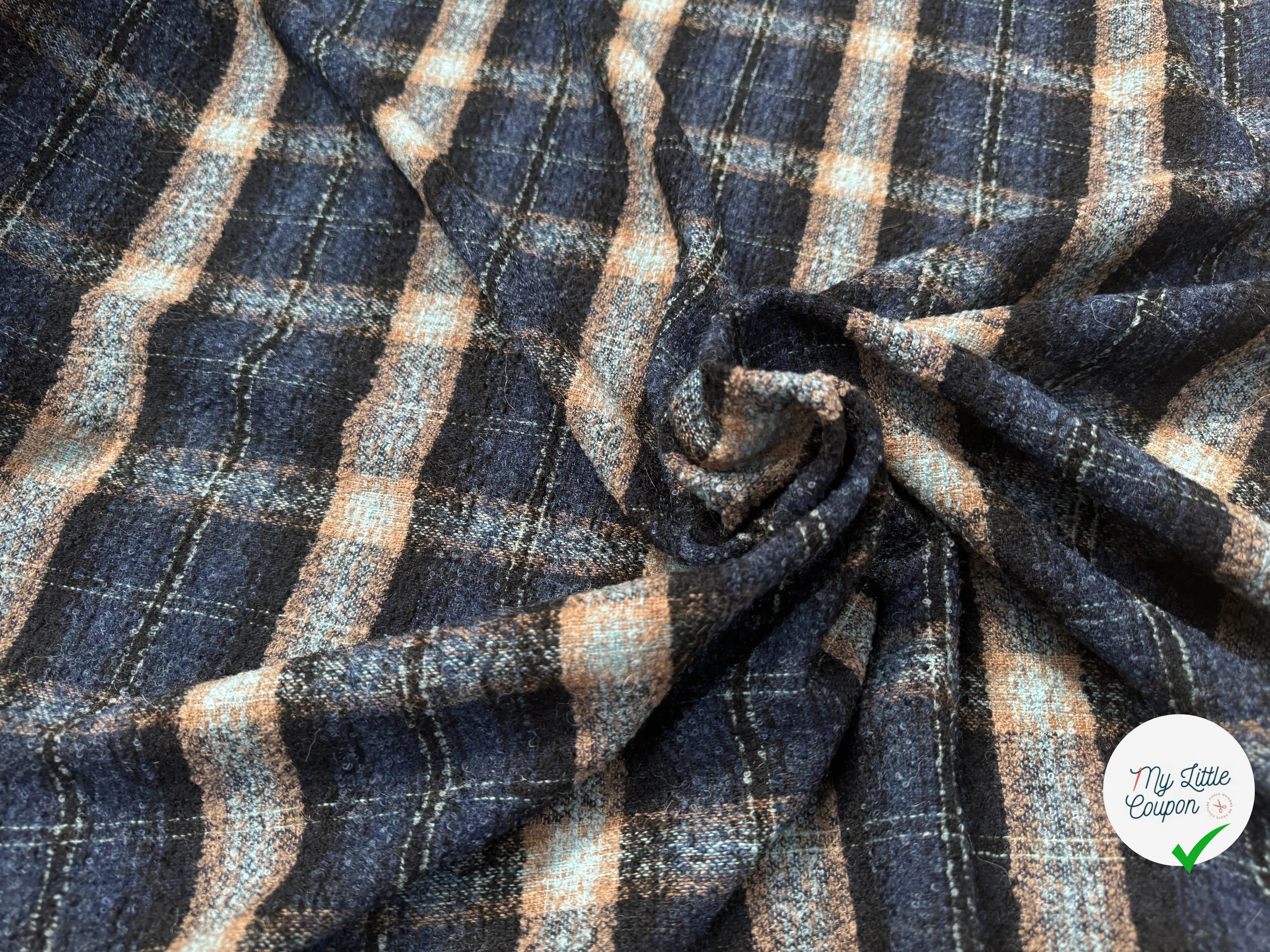 LAINAGE BOUCLETTE CARREAUX BLEU - My Little Coupon