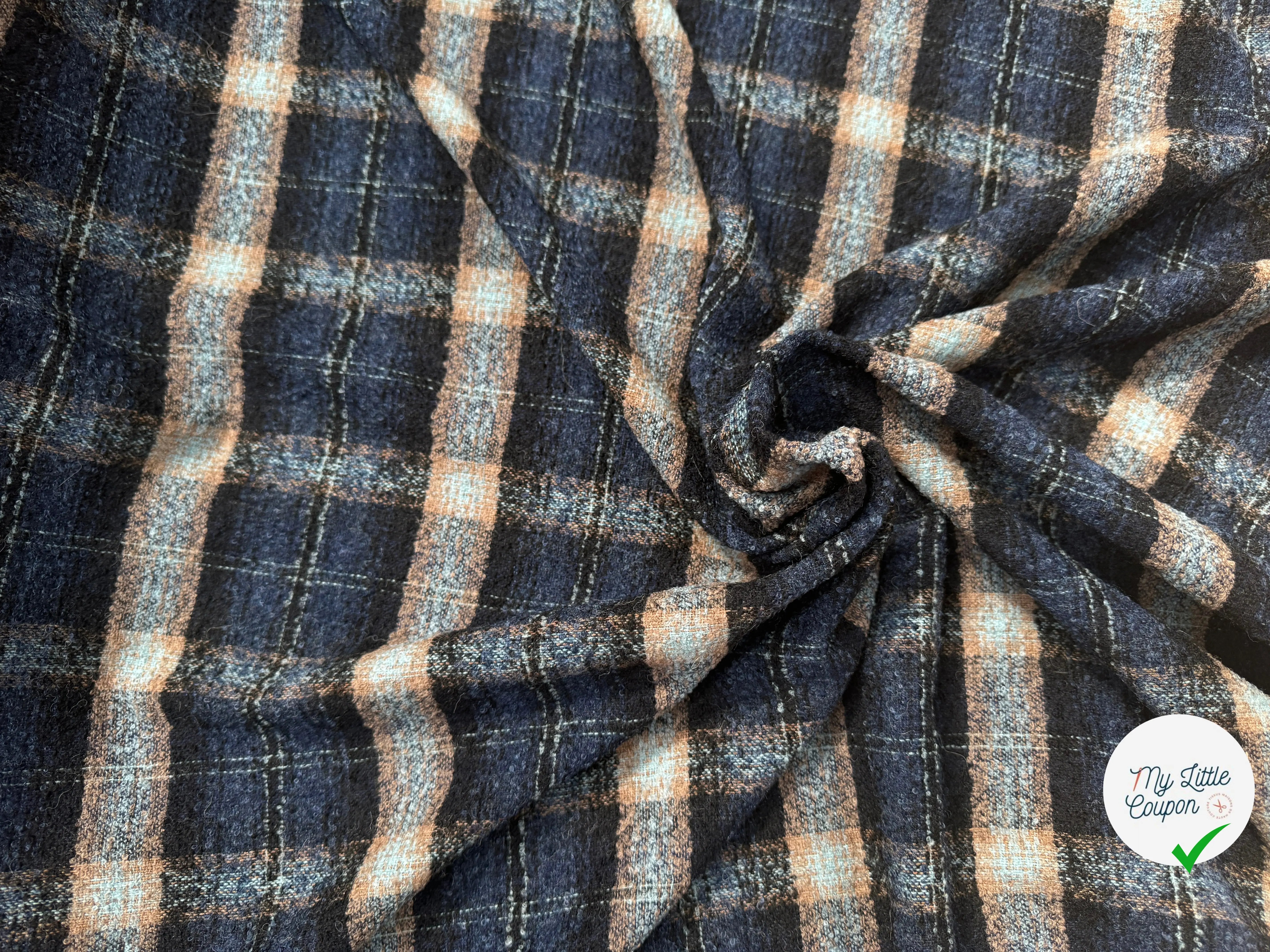 LAINAGE BOUCLETTE CARREAUX BLEU - My Little Coupon