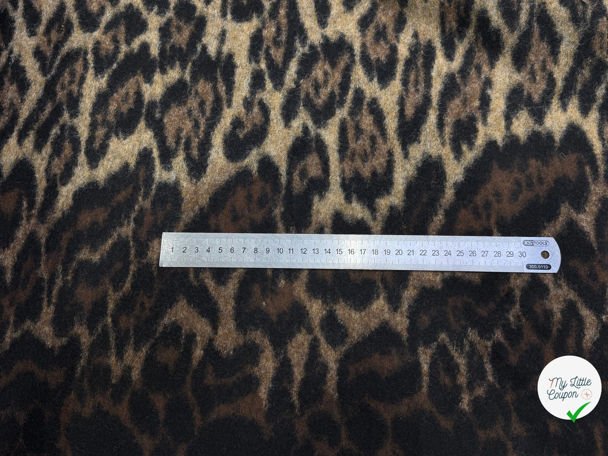 LAINAGE BOUCLETTE LÉOPARD BEIGE MARRON NOIR 100% LAINE - My Little Coupon
