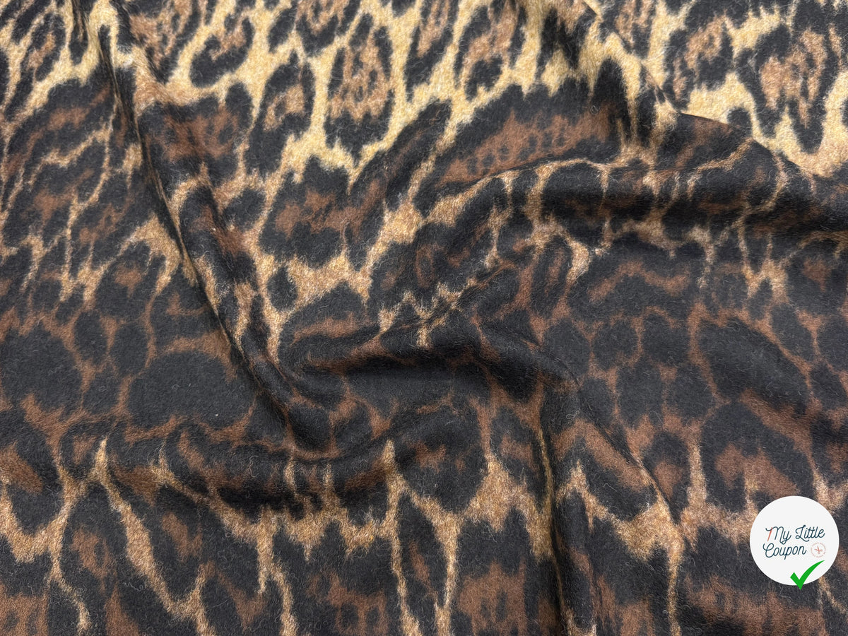 LAINAGE BOUCLETTE LÉOPARD BEIGE MARRON NOIR 100% LAINE - My Little Coupon