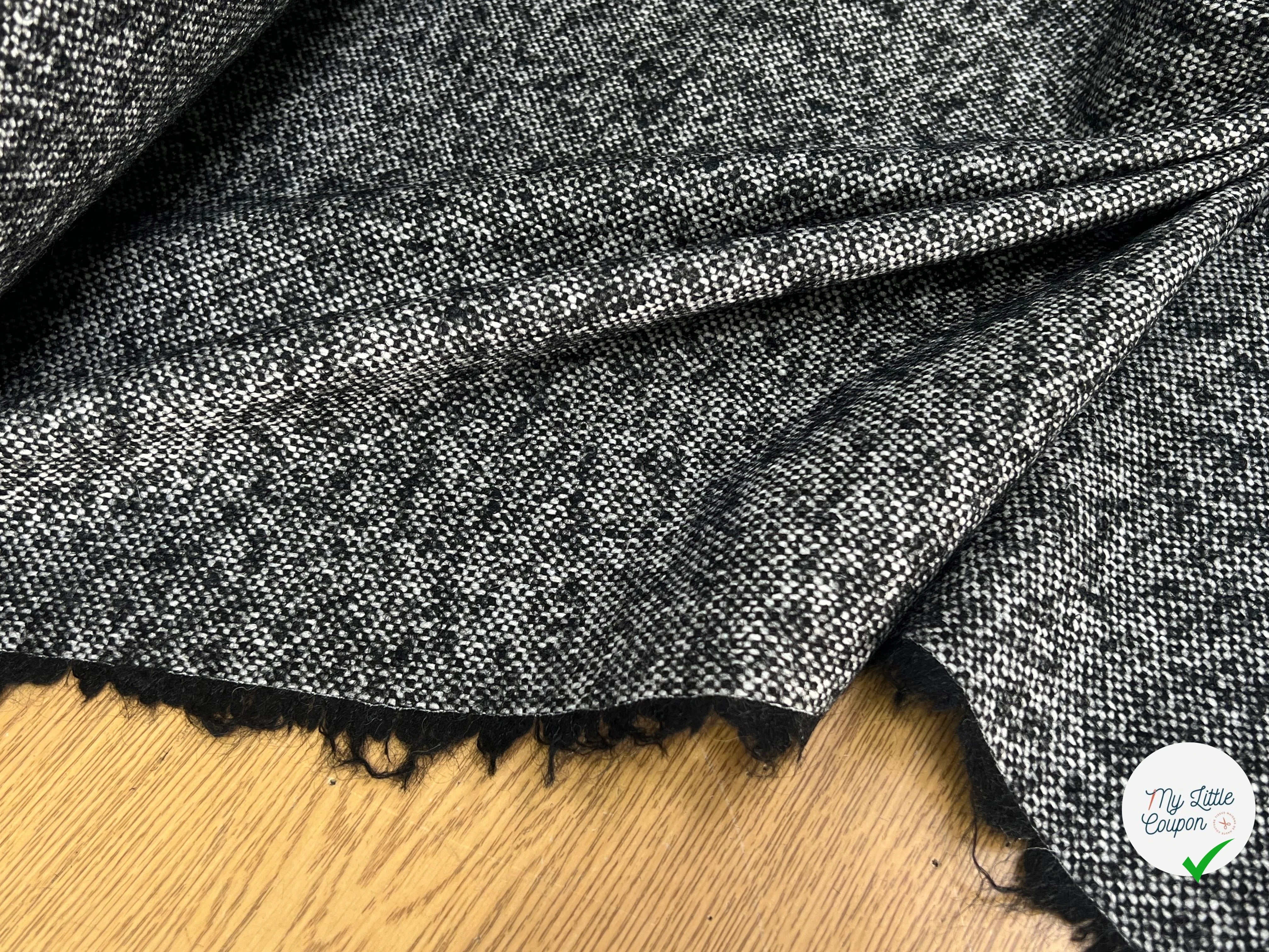 LAINAGE CHINÉ NOIR BLANC 100% LAINE - My Little Coupon