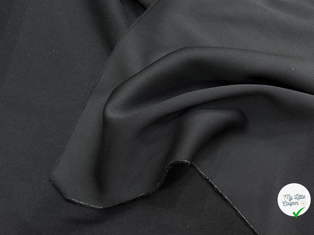 LAINAGE LOURD NOIR FACE SATINÉE ET FACE GRATTÉE 100% LAINE VIERGE - My Little Coupon