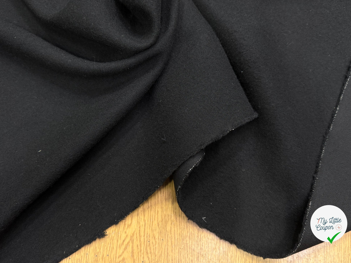 LAINAGE LOURD NOIR FACE SATINÉE ET FACE GRATTÉE 100% LAINE VIERGE - My Little Coupon