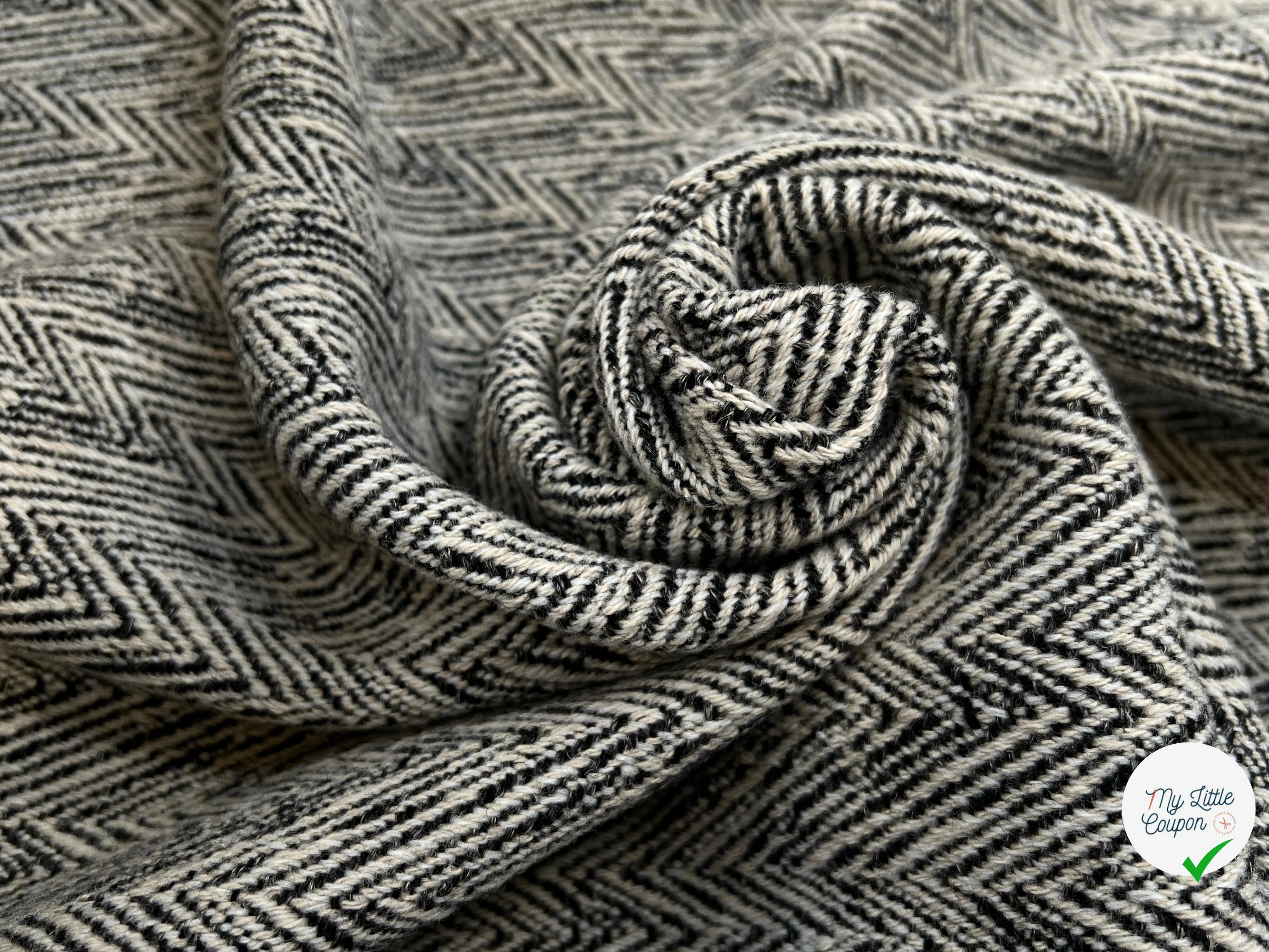 LAINAGE MANTEAU CHEVRON BEIGE NOIR - My Little Coupon