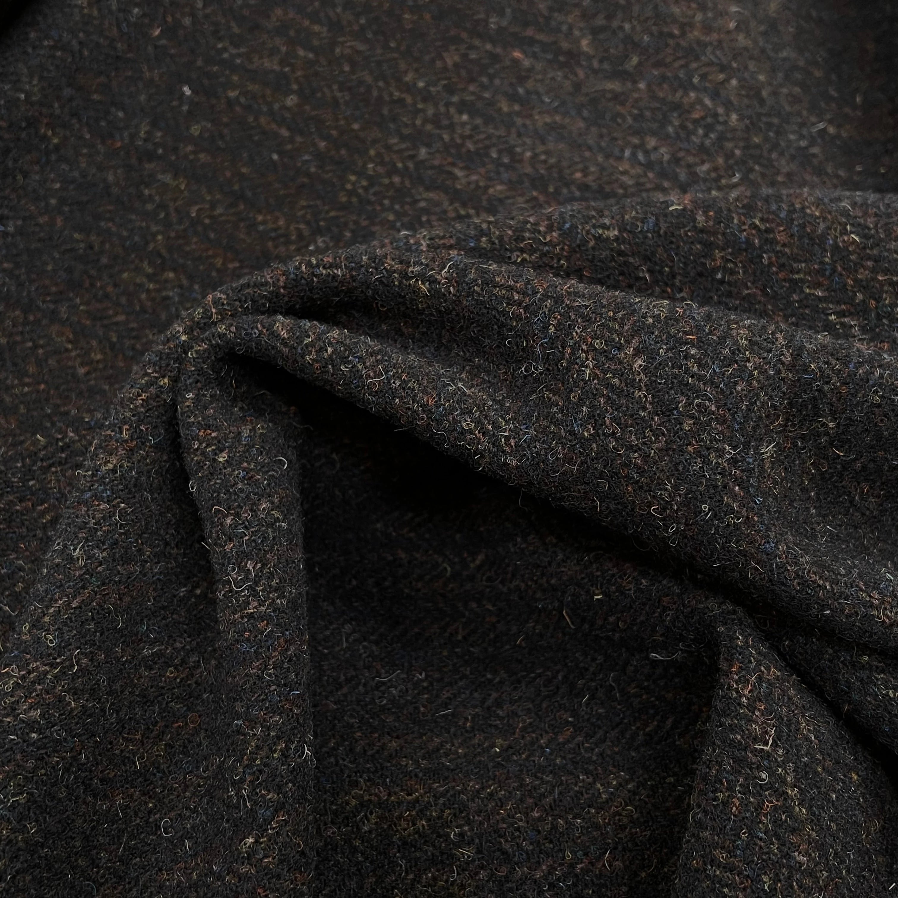 LAINAGE MANTEAU CHEVRON MULTICOLORES MARRON BLEU JAUNE 100% LAINE - My Little Coupon
