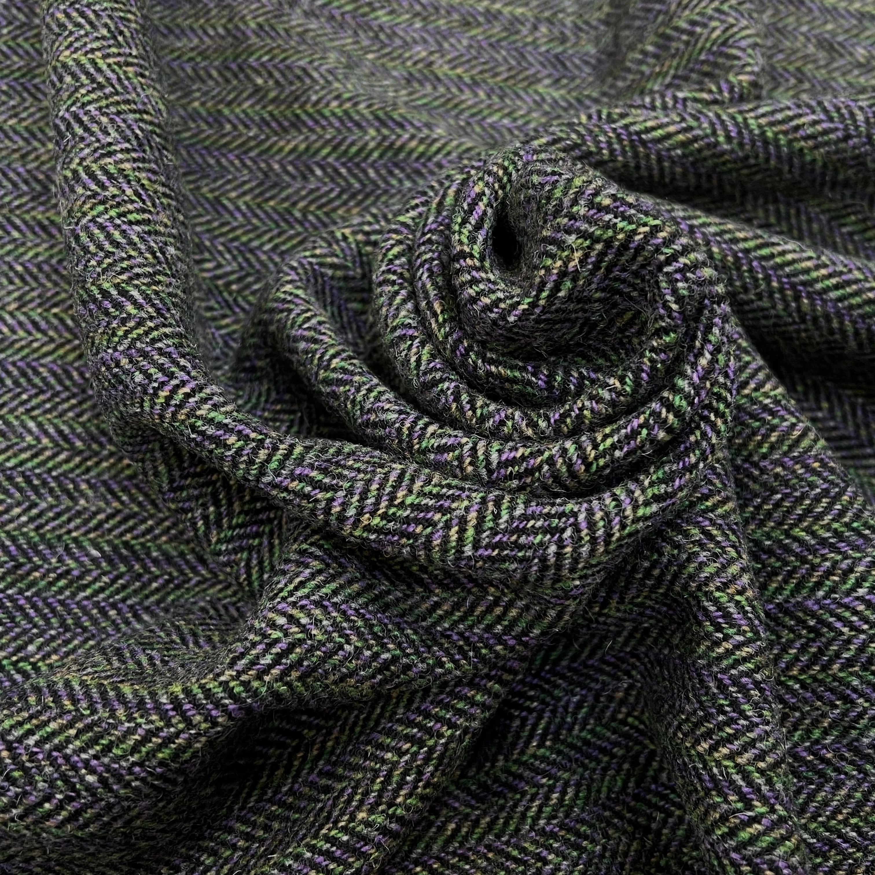LAINAGE MANTEAU CHEVRON MULTICOLORES VIOLET VERT JAUNE 100% LAINE - My Little Coupon