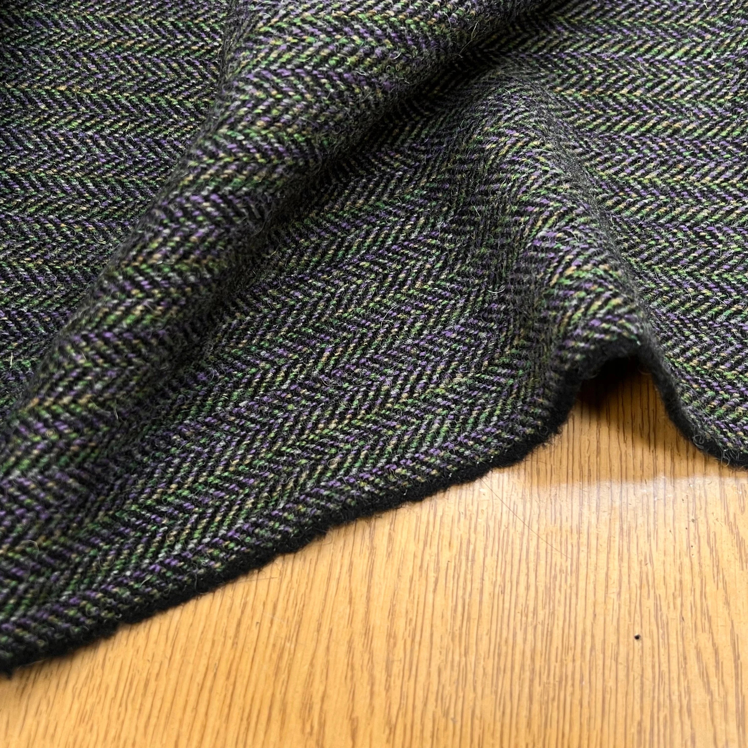 LAINAGE MANTEAU CHEVRON MULTICOLORES VIOLET VERT JAUNE 100% LAINE - My Little Coupon