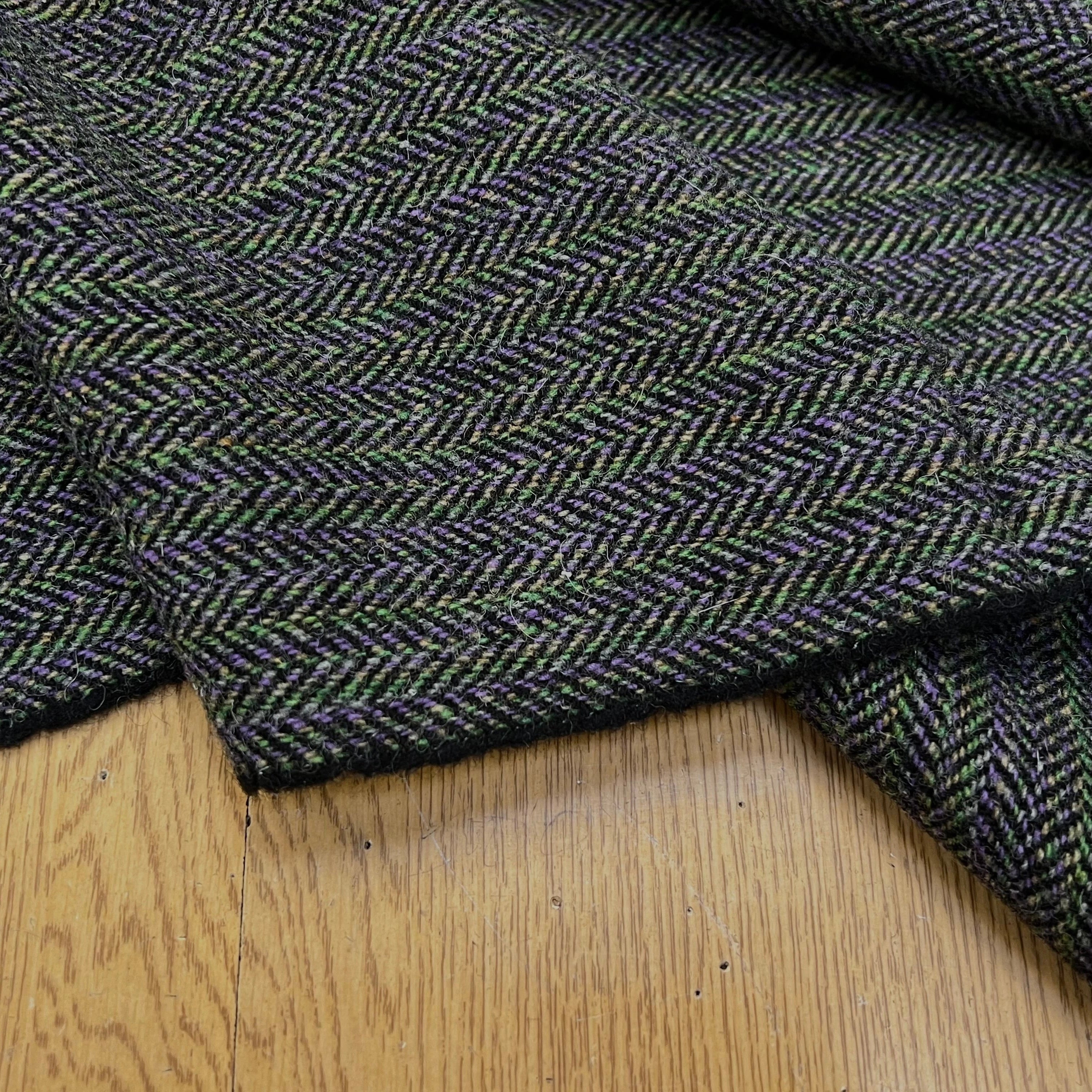 LAINAGE MANTEAU CHEVRON MULTICOLORES VIOLET VERT JAUNE 100% LAINE - My Little Coupon