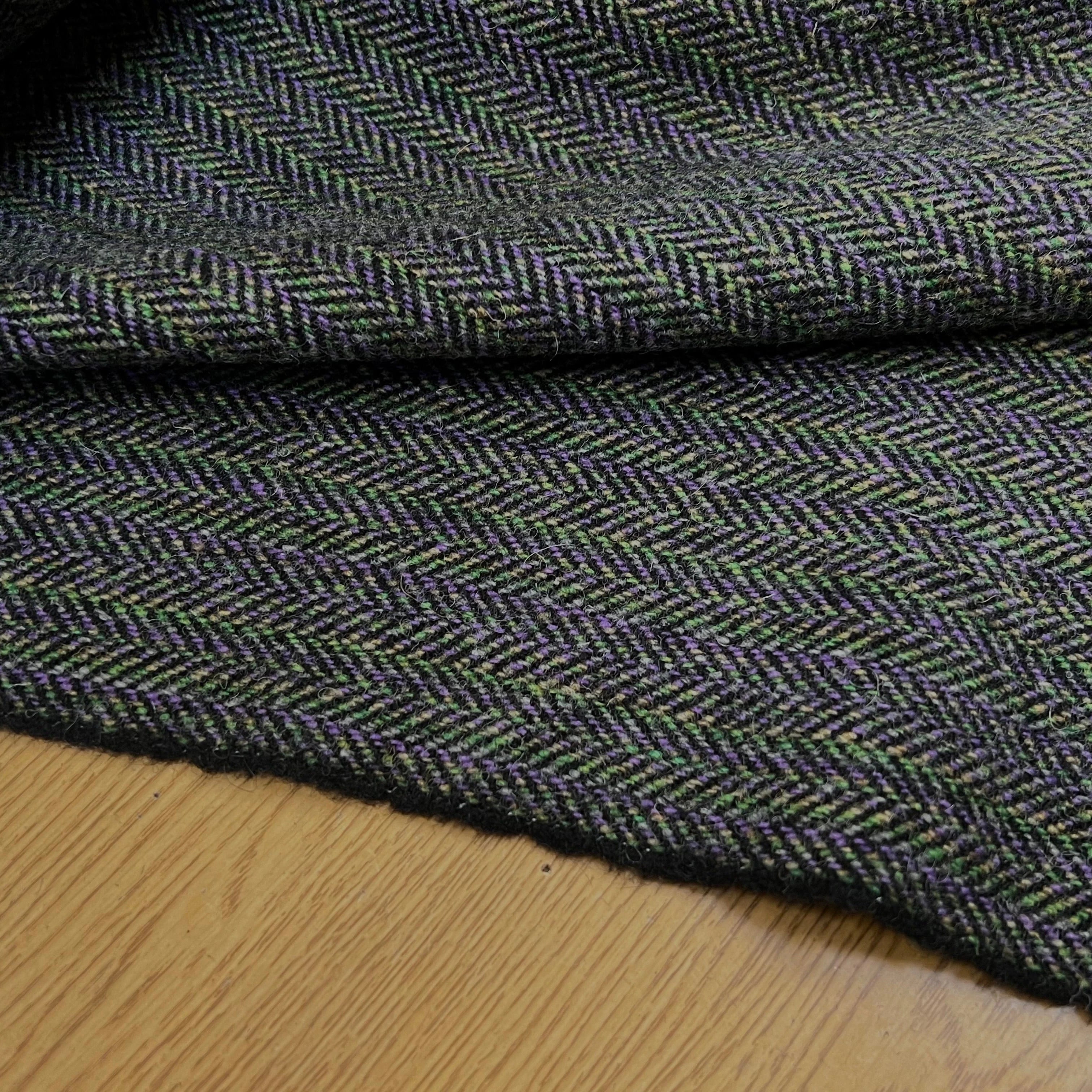 LAINAGE MANTEAU CHEVRON MULTICOLORES VIOLET VERT JAUNE 100% LAINE - My Little Coupon