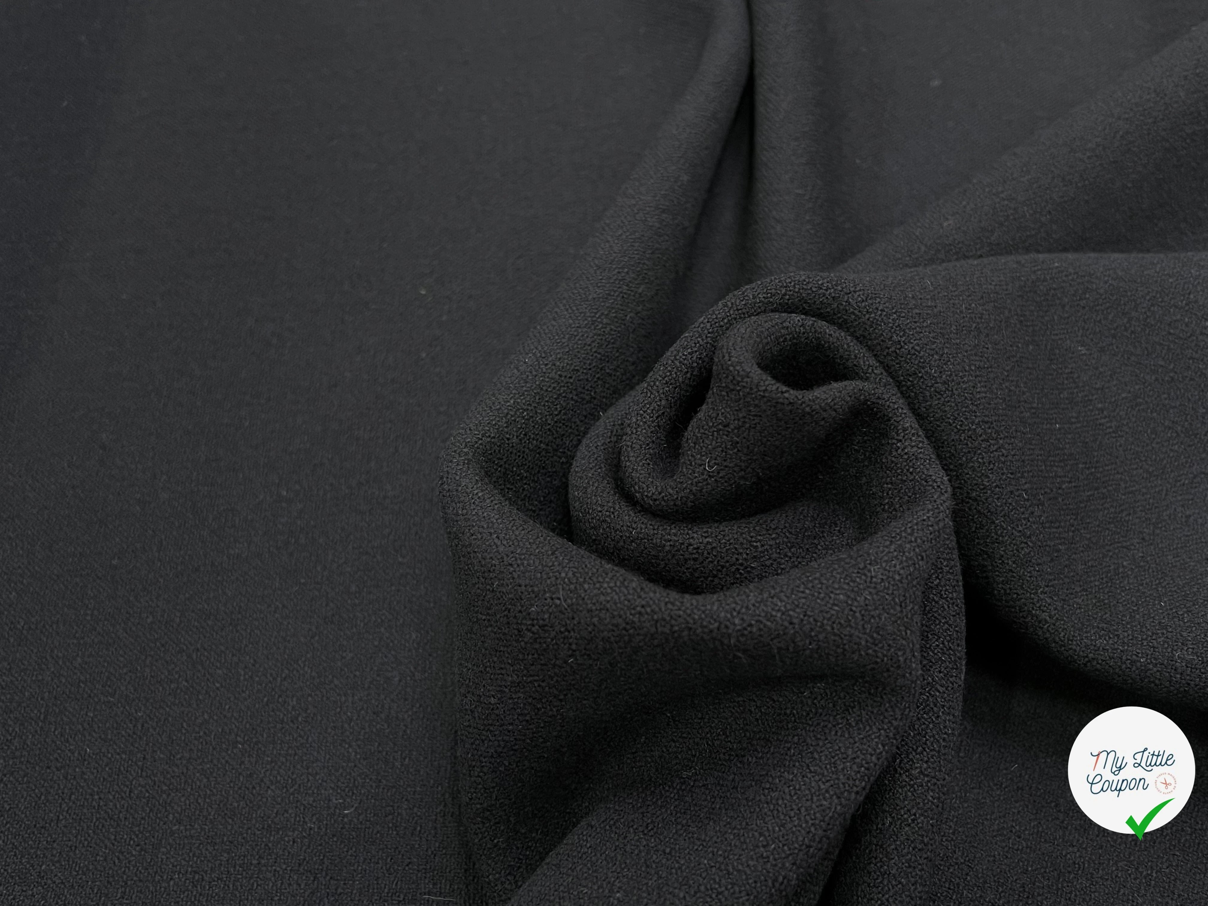 LAINAGE MANTEAU LOURD ASPECT TRICOT 100% LAINE NOIR - My Little Coupon