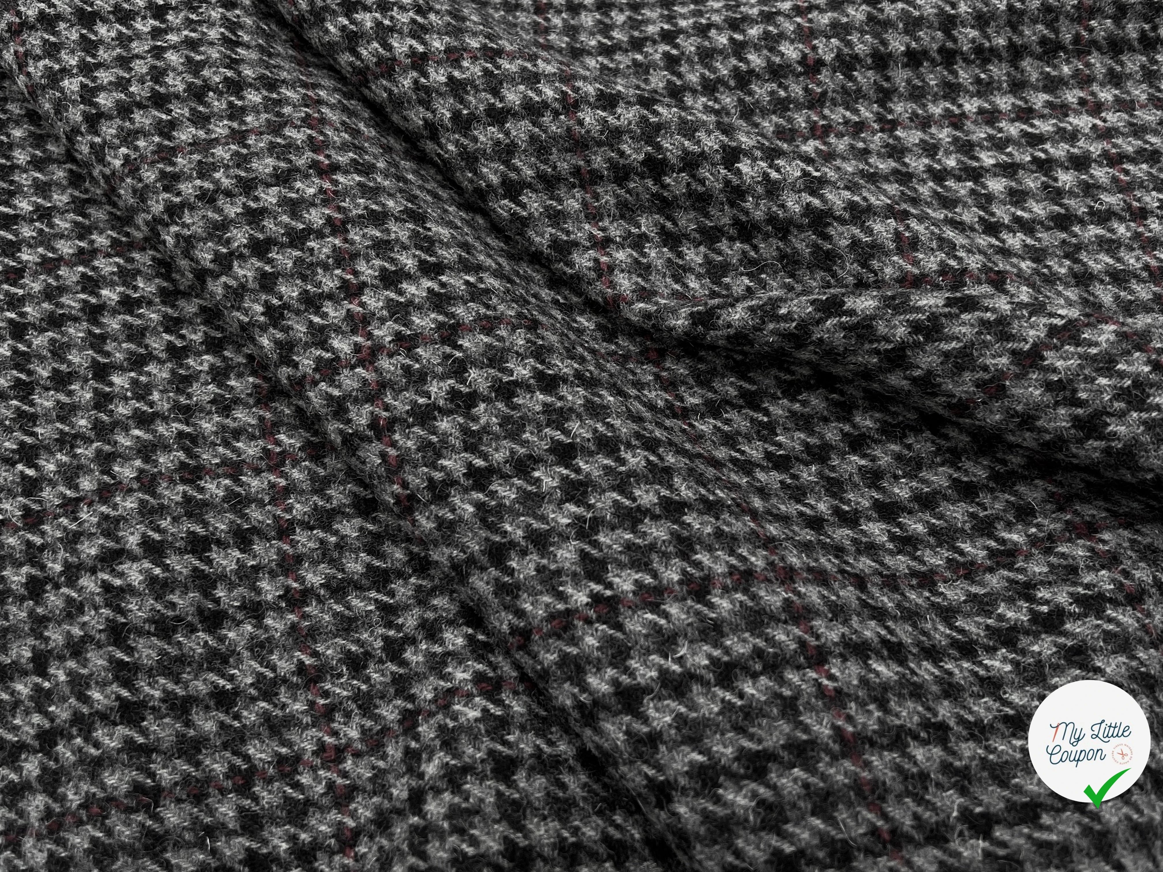 LAINAGE MANTEAU PIED DE COQ GRIS À CARREAUX 100% LAINE - My Little Coupon