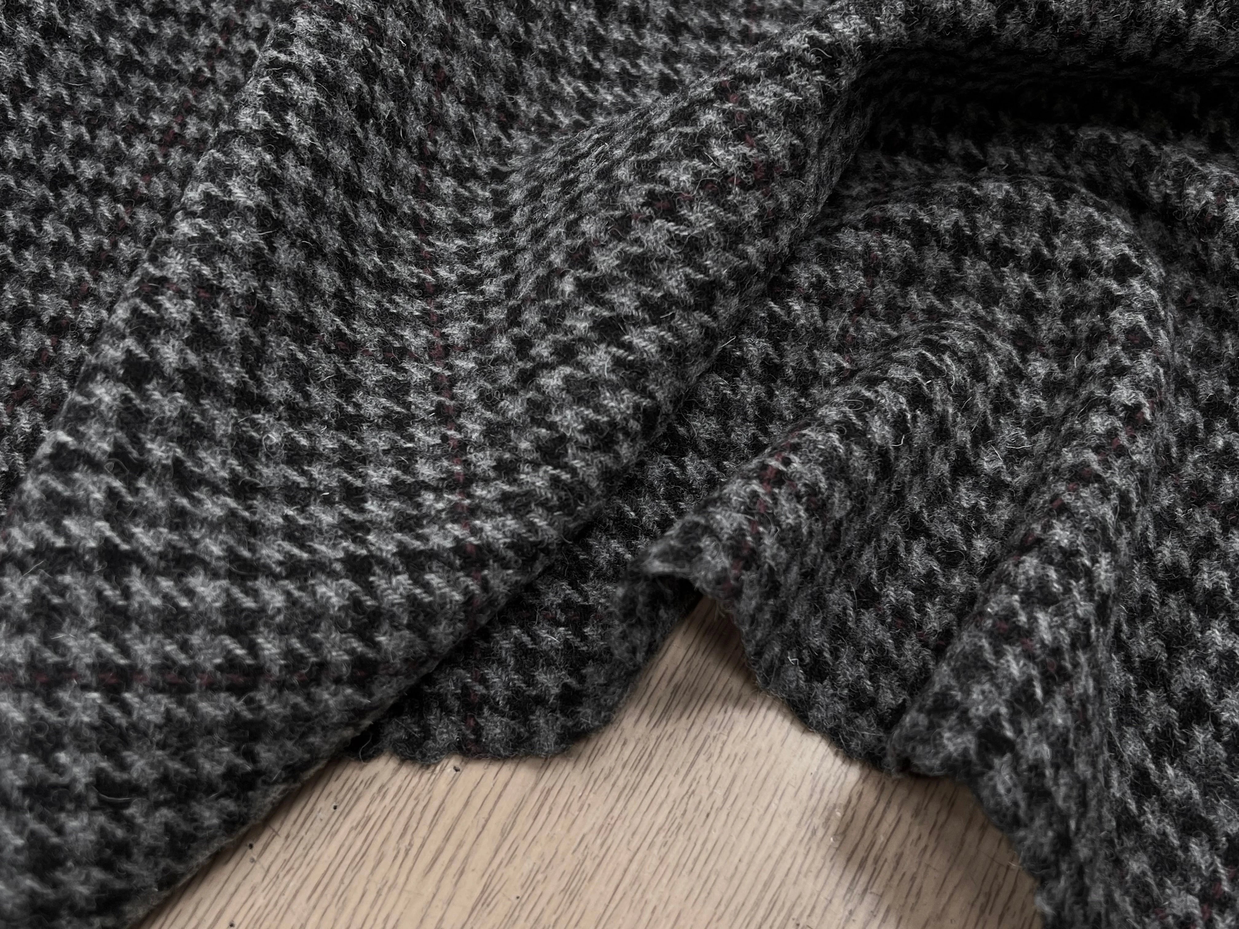 LAINAGE MANTEAU PIED DE COQ GRIS À CARREAUX 100% LAINE - My Little Coupon