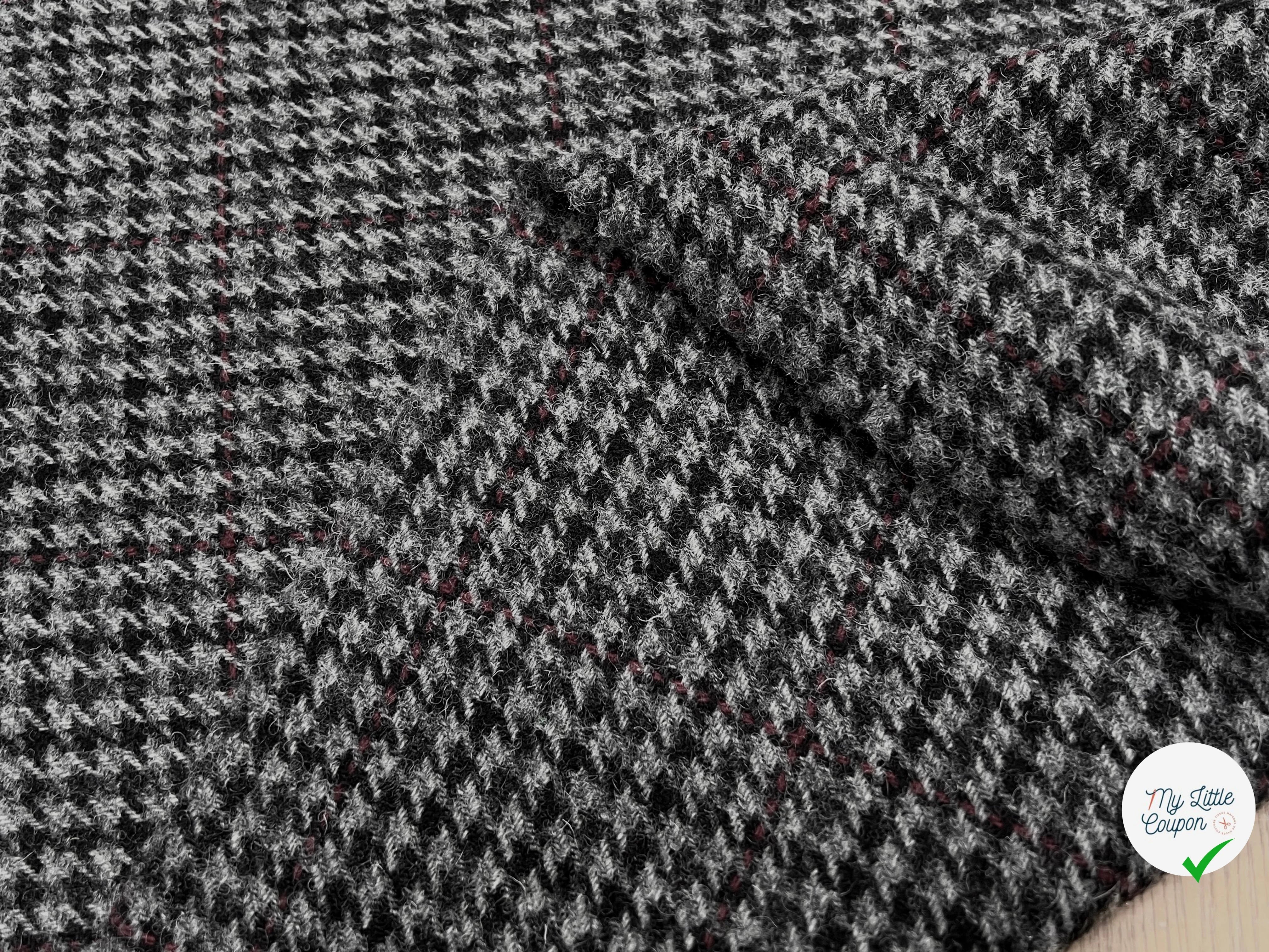 LAINAGE MANTEAU PIED DE COQ GRIS À CARREAUX 100% LAINE - My Little Coupon