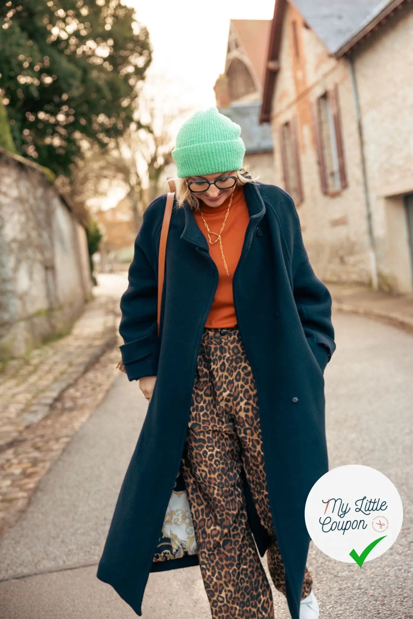 LAINAGE MANTEAU STRIÉ 100% LAINE BLEU MARINE - My Little Coupon