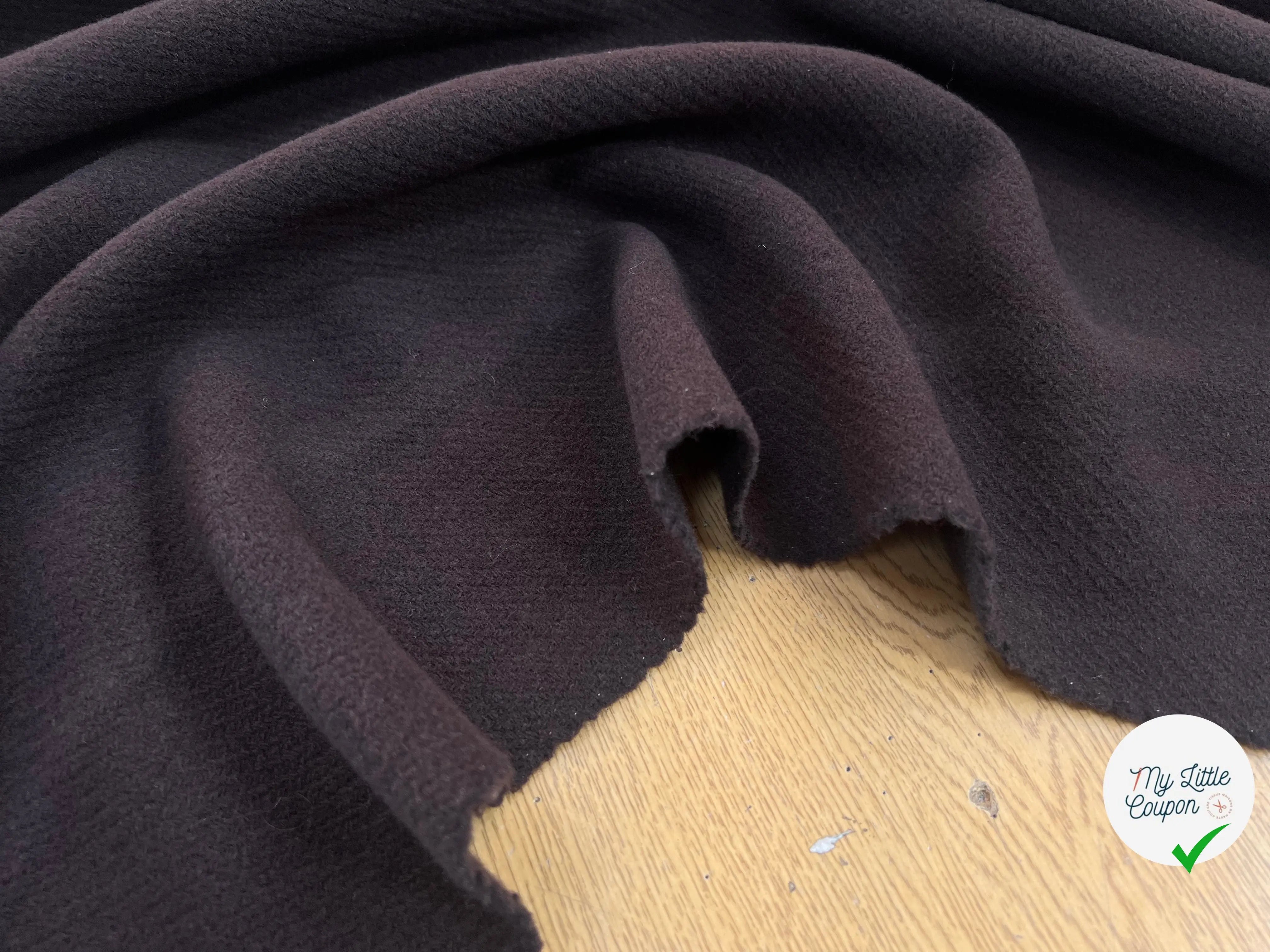 LAINAGE MANTEAU STRIE MARRON CHOCOLAT 80% LAINE RECYLCEE - My Little Coupon