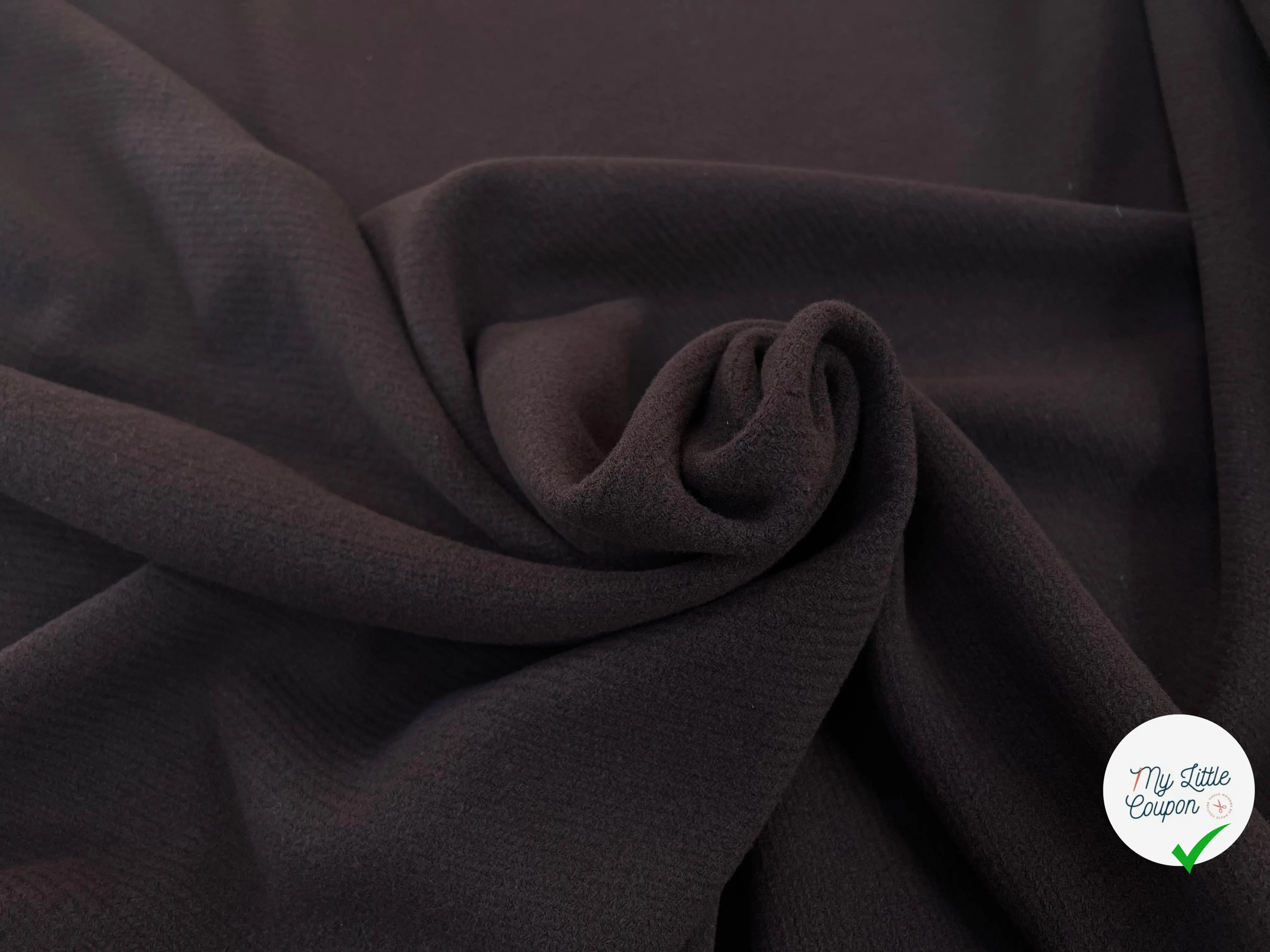 LAINAGE MANTEAU STRIE MARRON CHOCOLAT 80% LAINE RECYLCEE - My Little Coupon