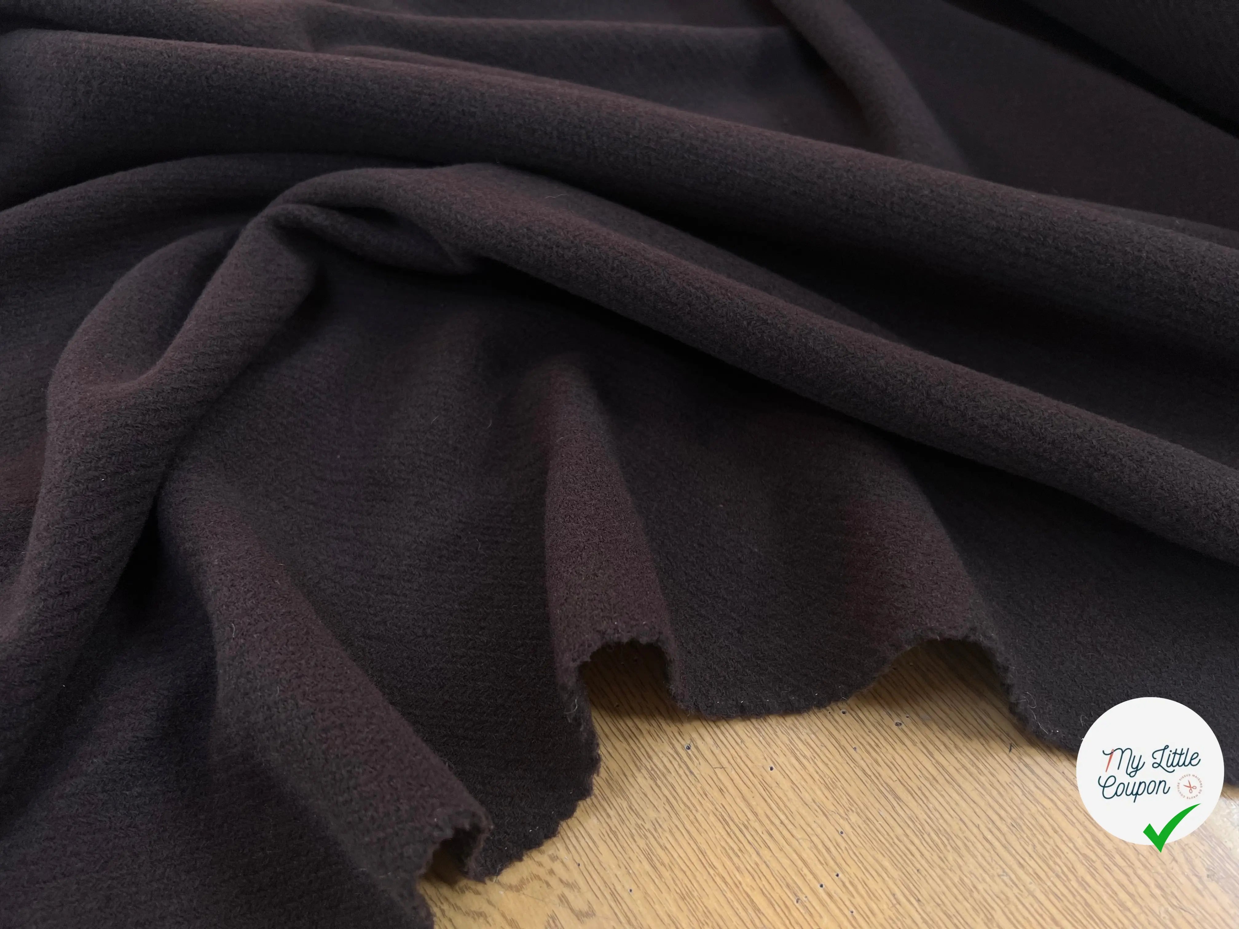 LAINAGE MANTEAU STRIE MARRON CHOCOLAT 80% LAINE RECYLCEE - My Little Coupon