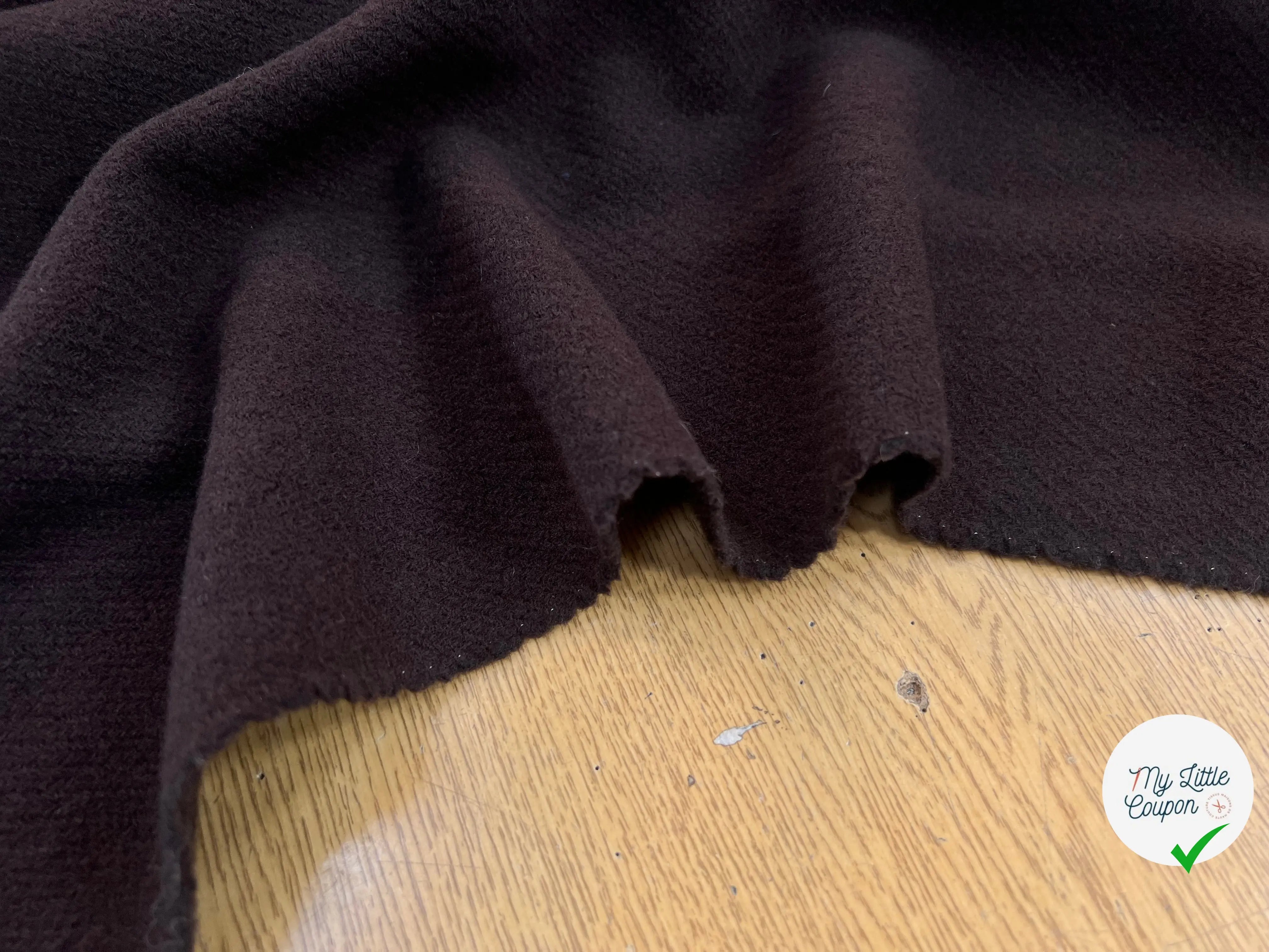 LAINAGE MANTEAU STRIE MARRON CHOCOLAT 80% LAINE RECYLCEE - My Little Coupon
