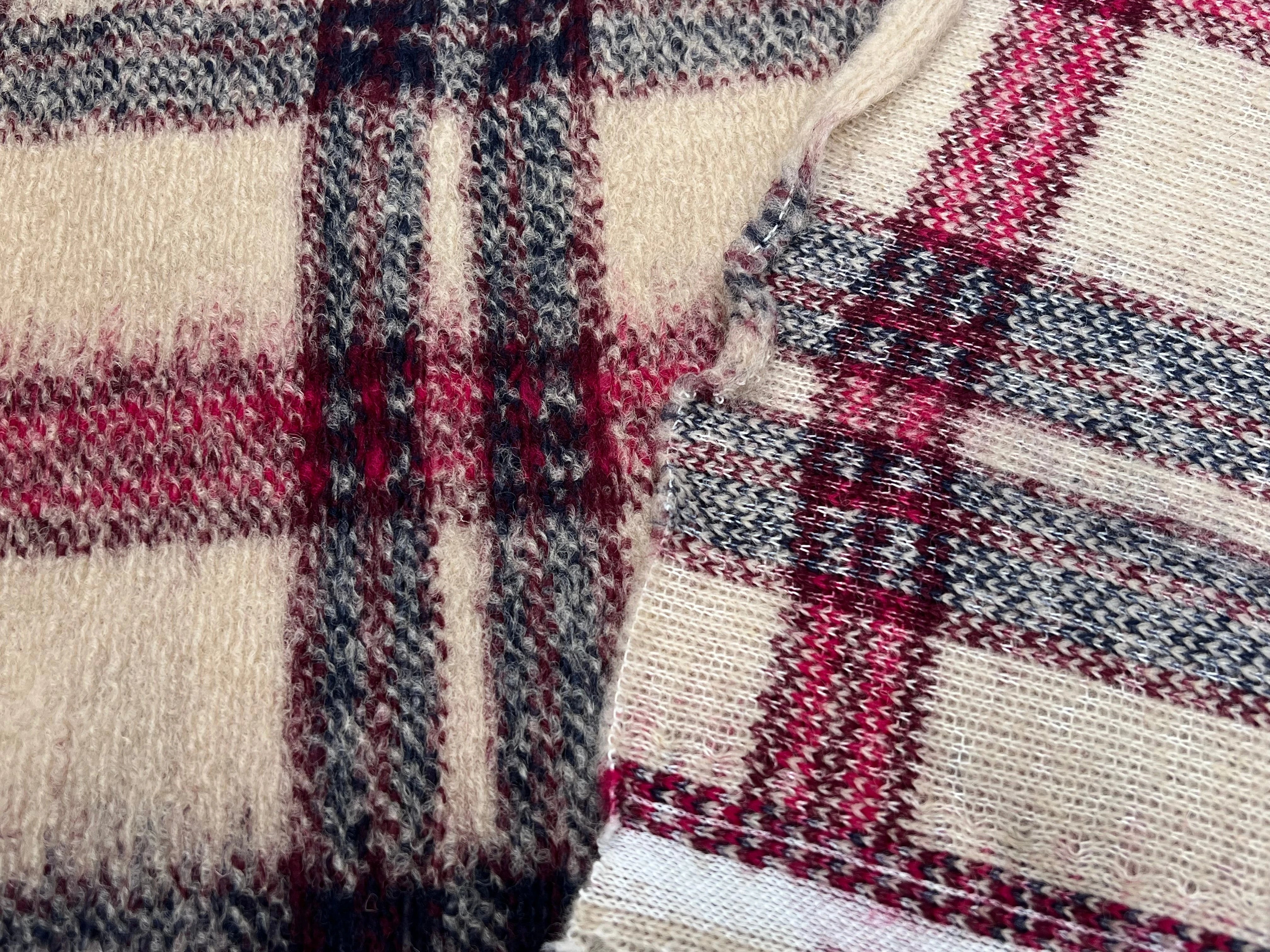 LAINAGE MANTEAU TRICOTÉ 63% LAINE PRINCE DE GALLES BEIGE & ROSE - My Little Coupon