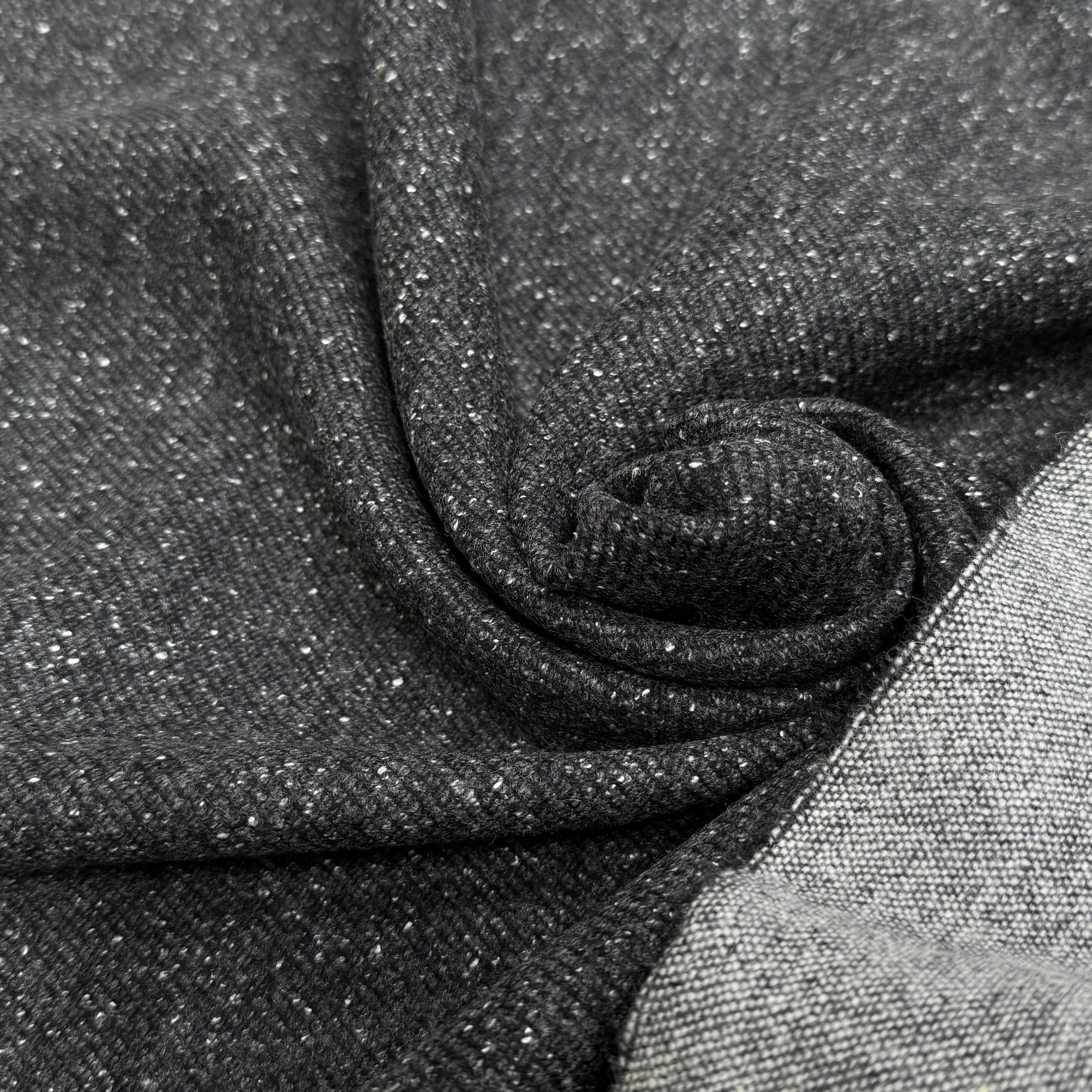 LAINE MANTEAU STRETCH GRIS CHINÉ BOUCLETTE SERGÉE - My Little Coupon