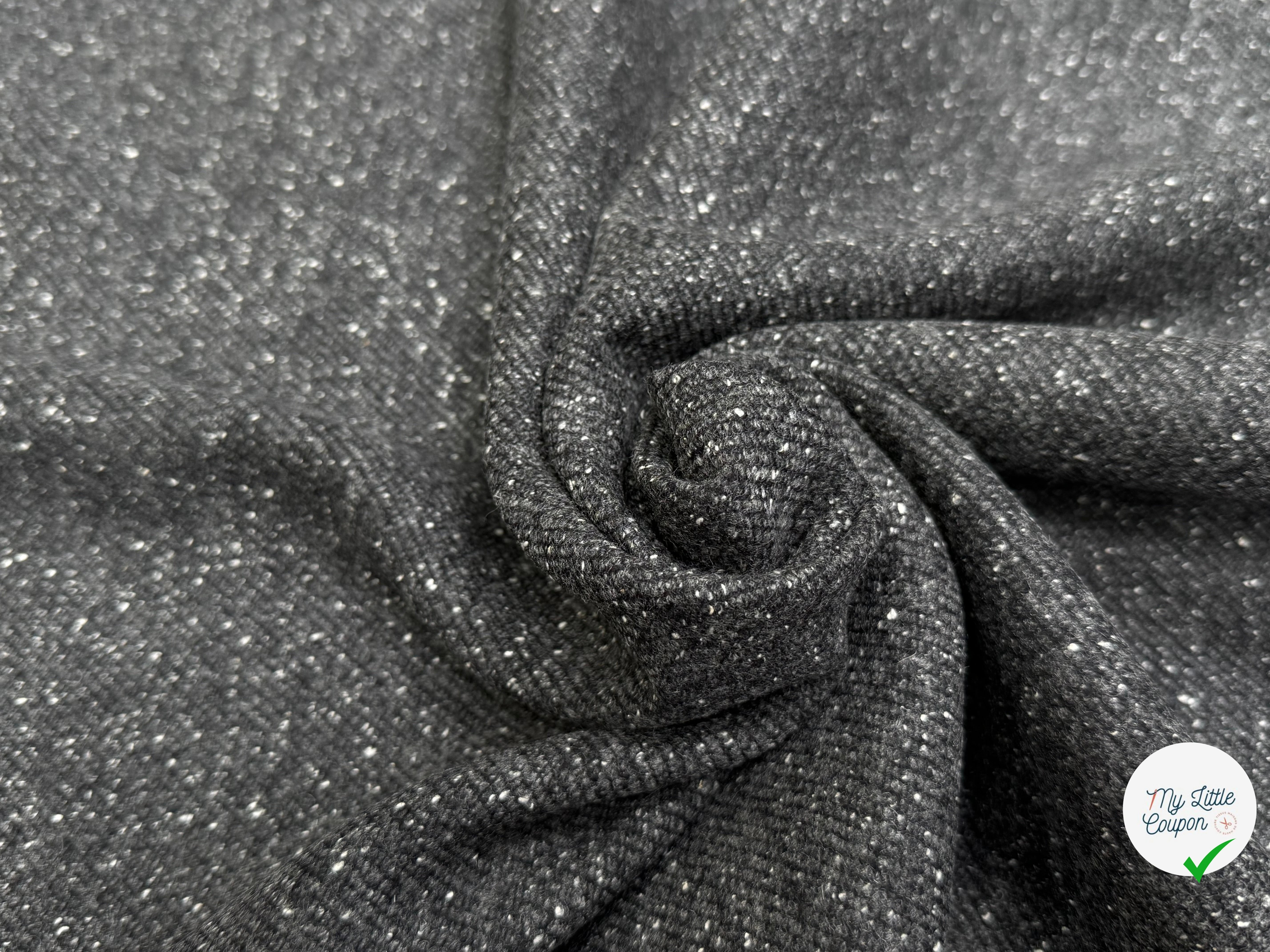 LAINE MANTEAU STRETCH GRIS CHINÉ BOUCLETTE SERGÉE - My Little Coupon