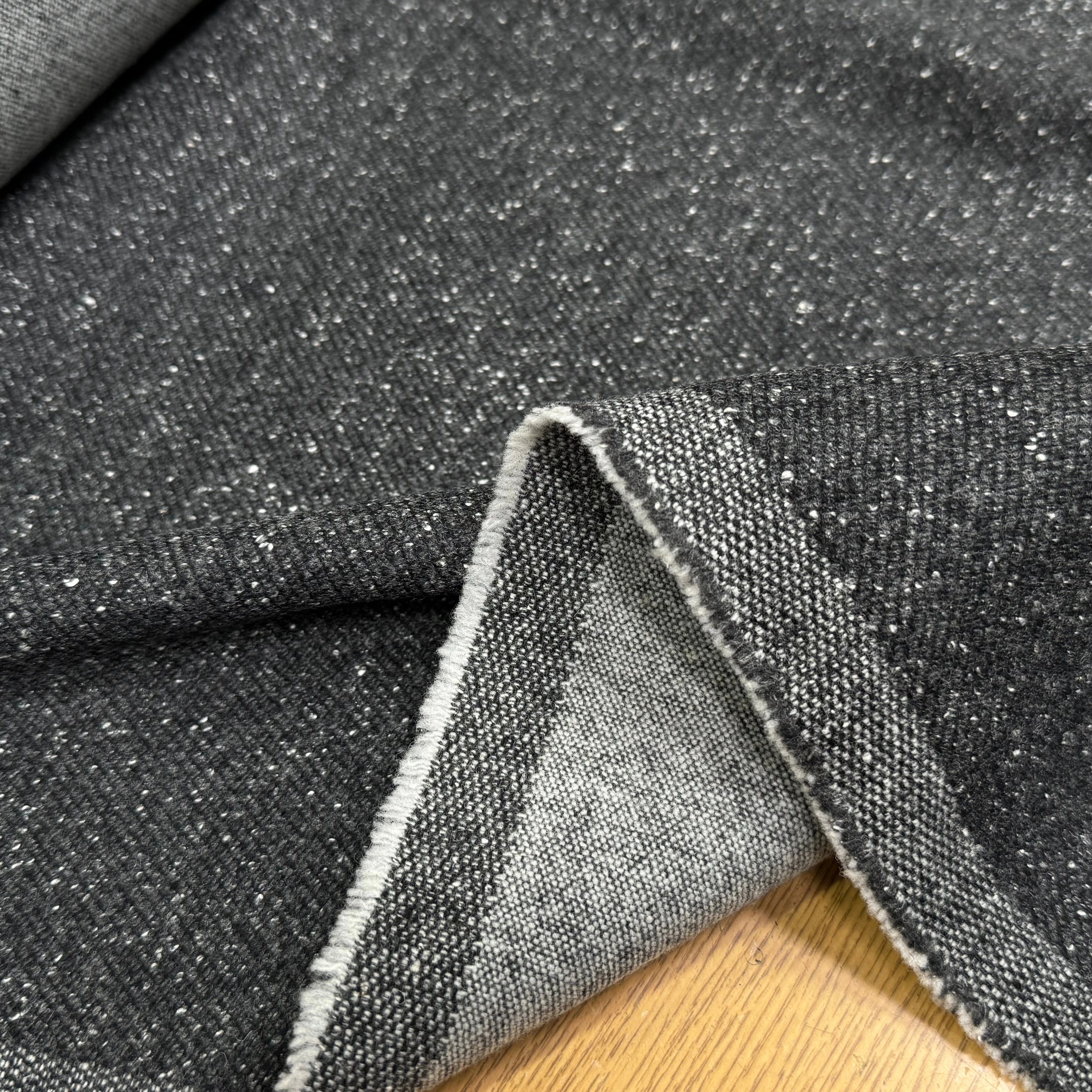 LAINE MANTEAU STRETCH GRIS CHINÉ BOUCLETTE SERGÉE - My Little Coupon