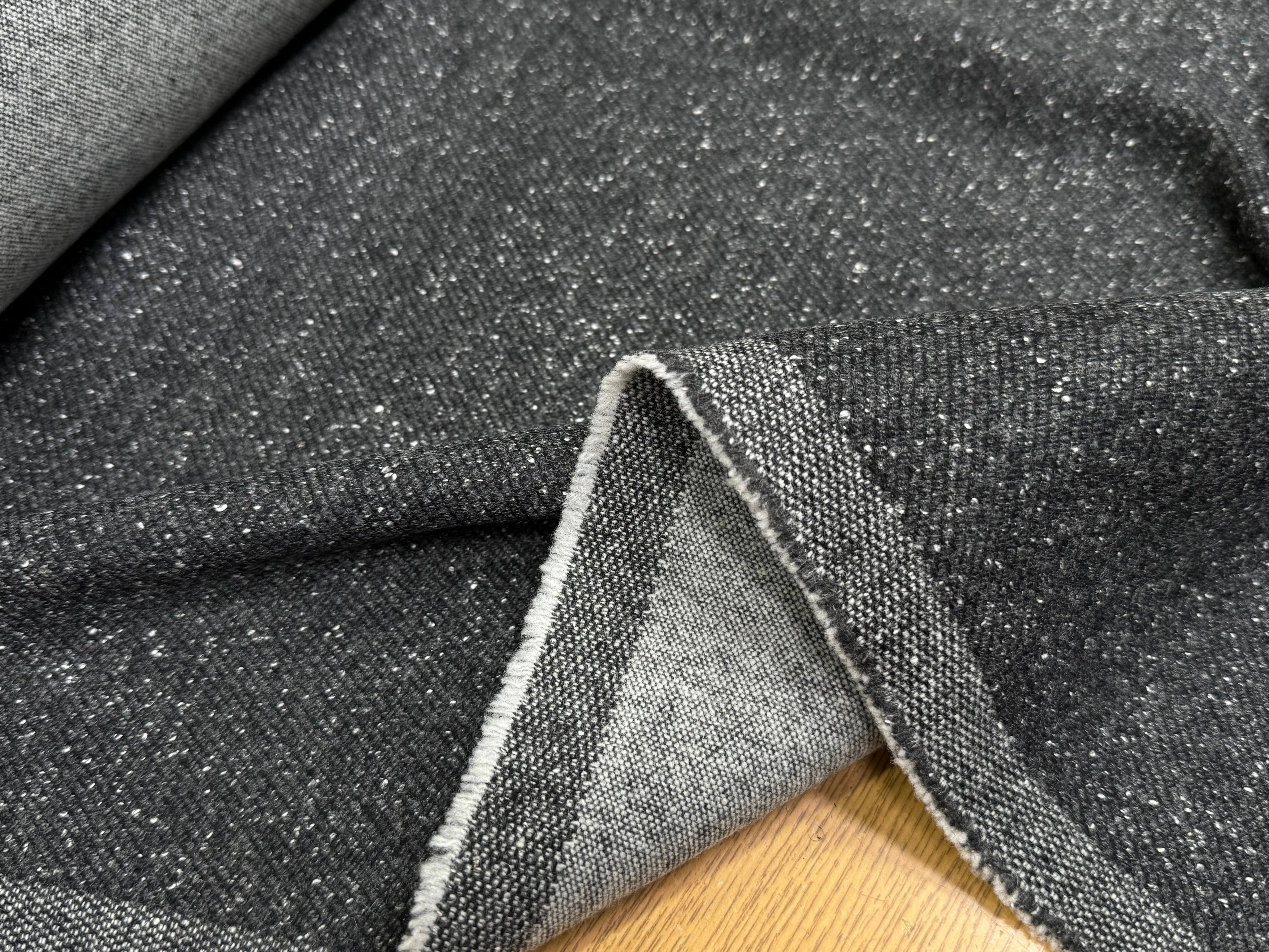 LAINE MANTEAU STRETCH GRIS CHINÉ BOUCLETTE SERGÉE - My Little Coupon