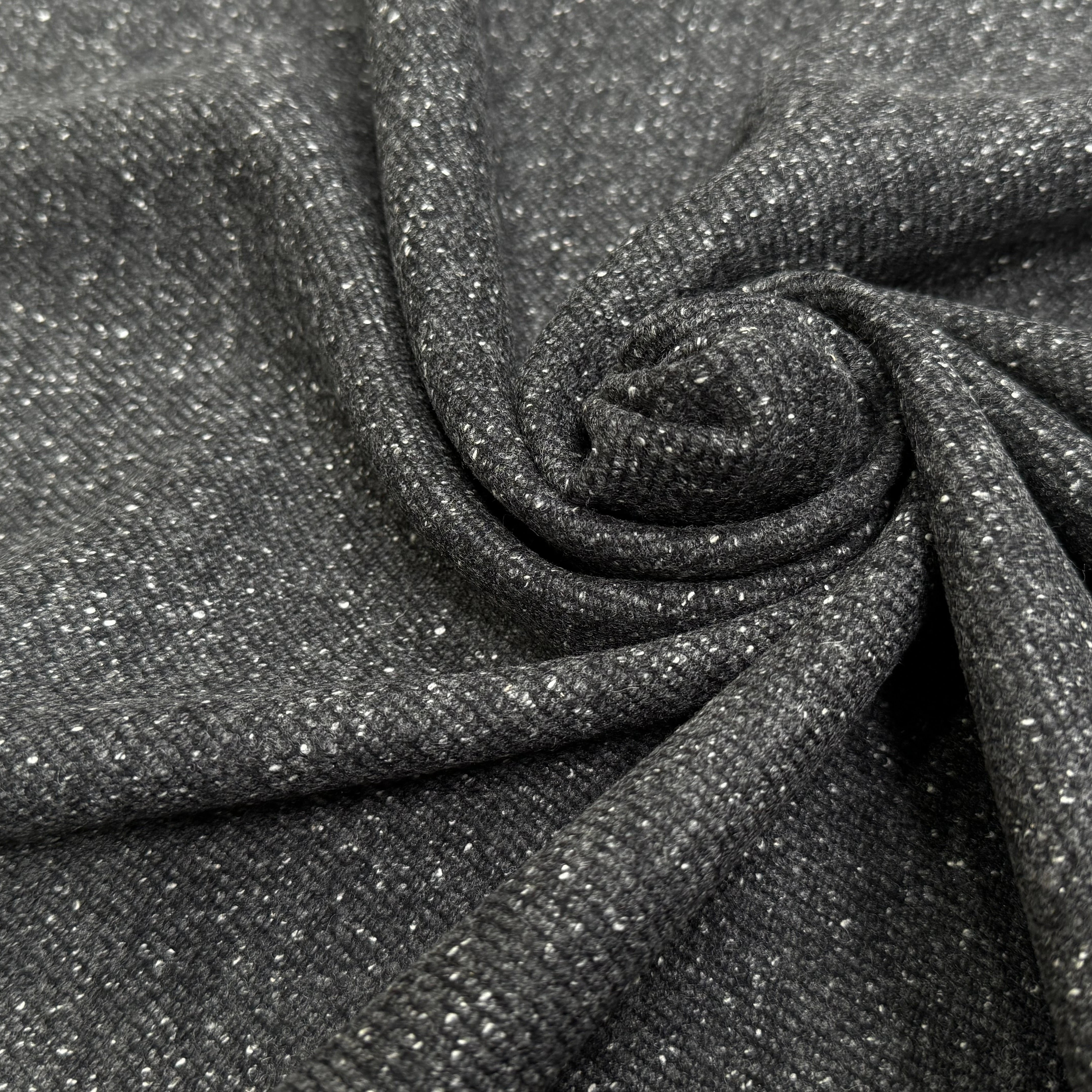 LAINE MANTEAU STRETCH GRIS CHINÉ BOUCLETTE SERGÉE - My Little Coupon