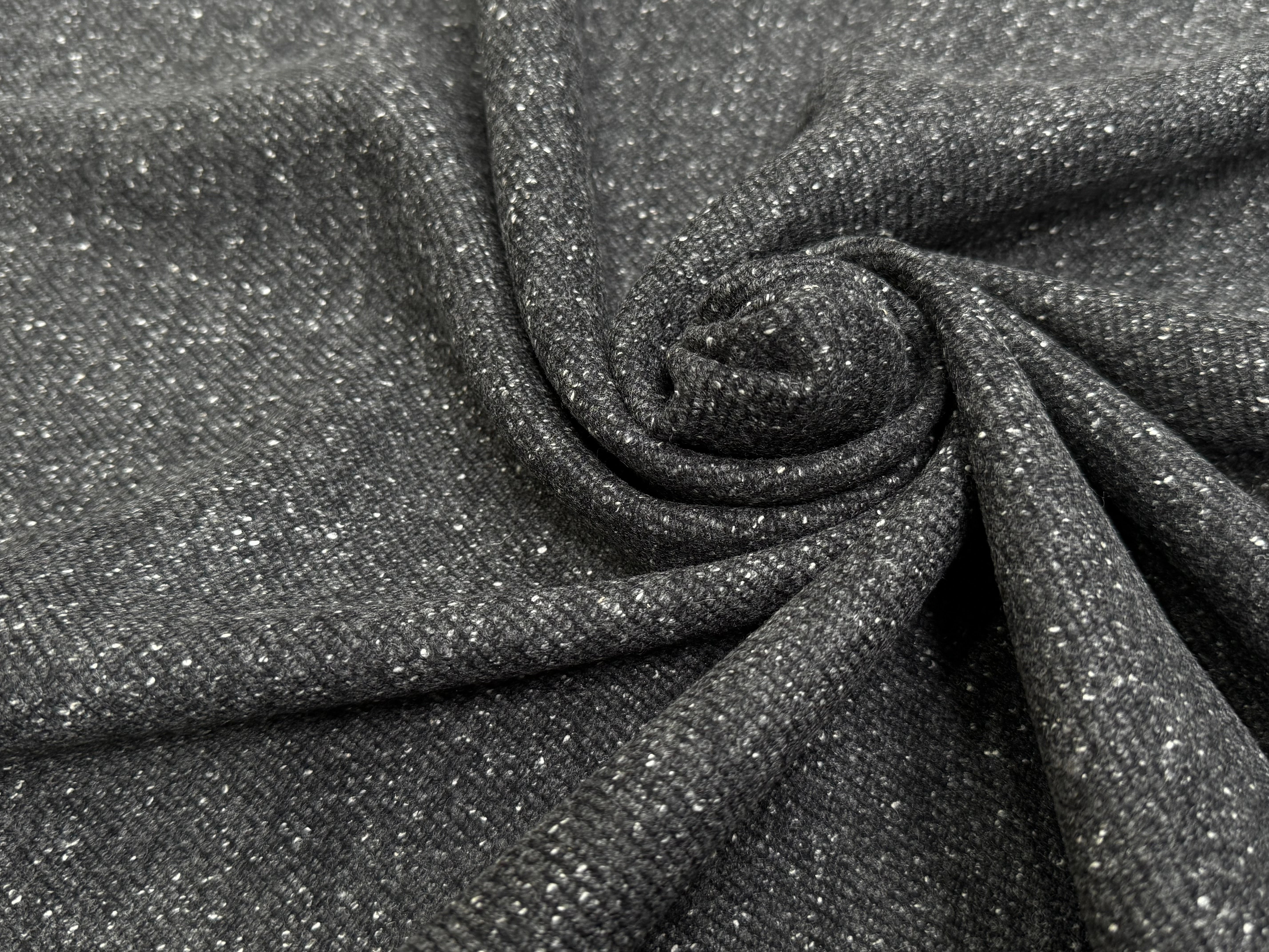 LAINE MANTEAU STRETCH GRIS CHINÉ BOUCLETTE SERGÉE - My Little Coupon