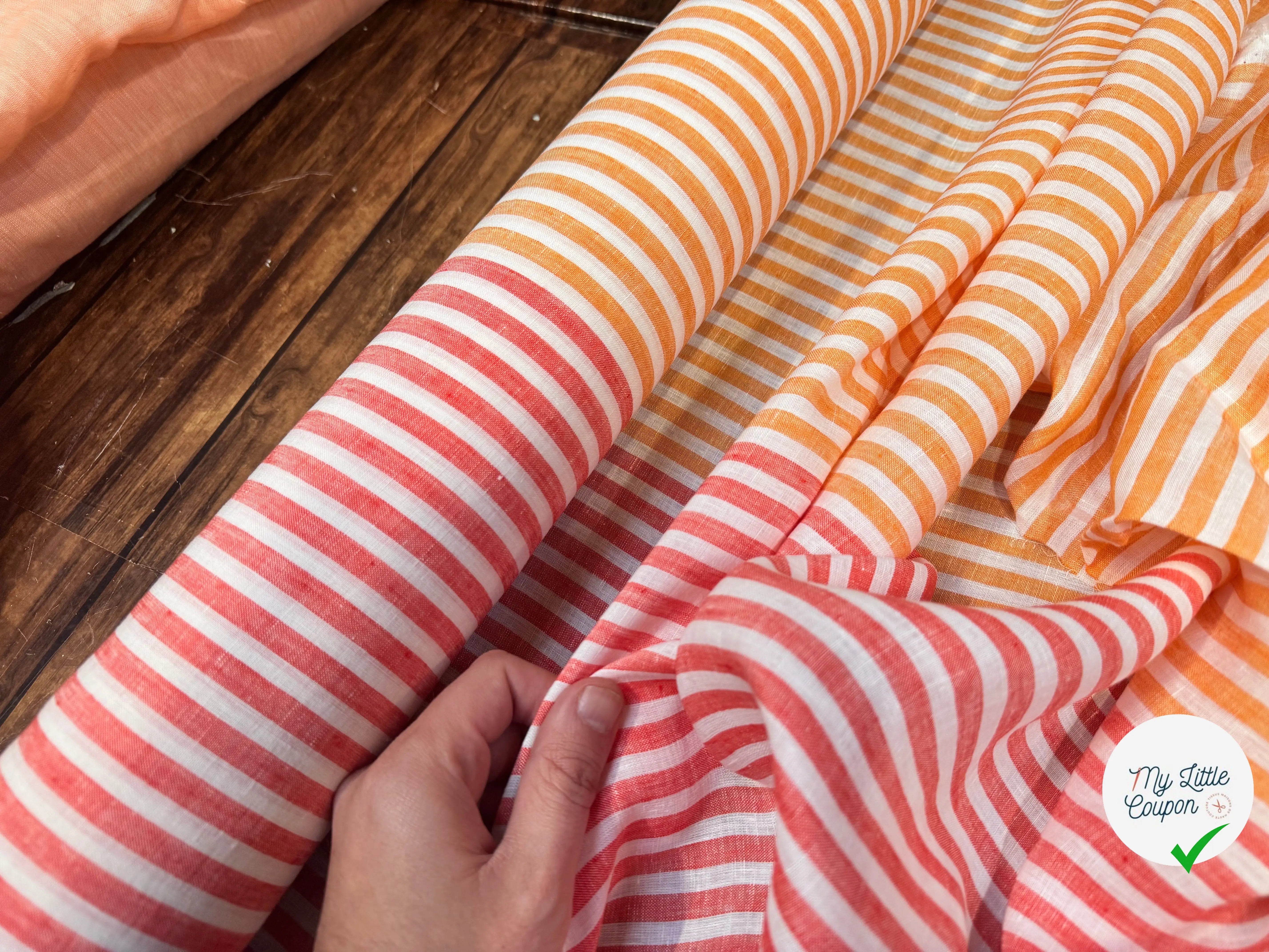LIN RAYURES ORANGE & ROUGE KLASIKINE - My Little Coupon