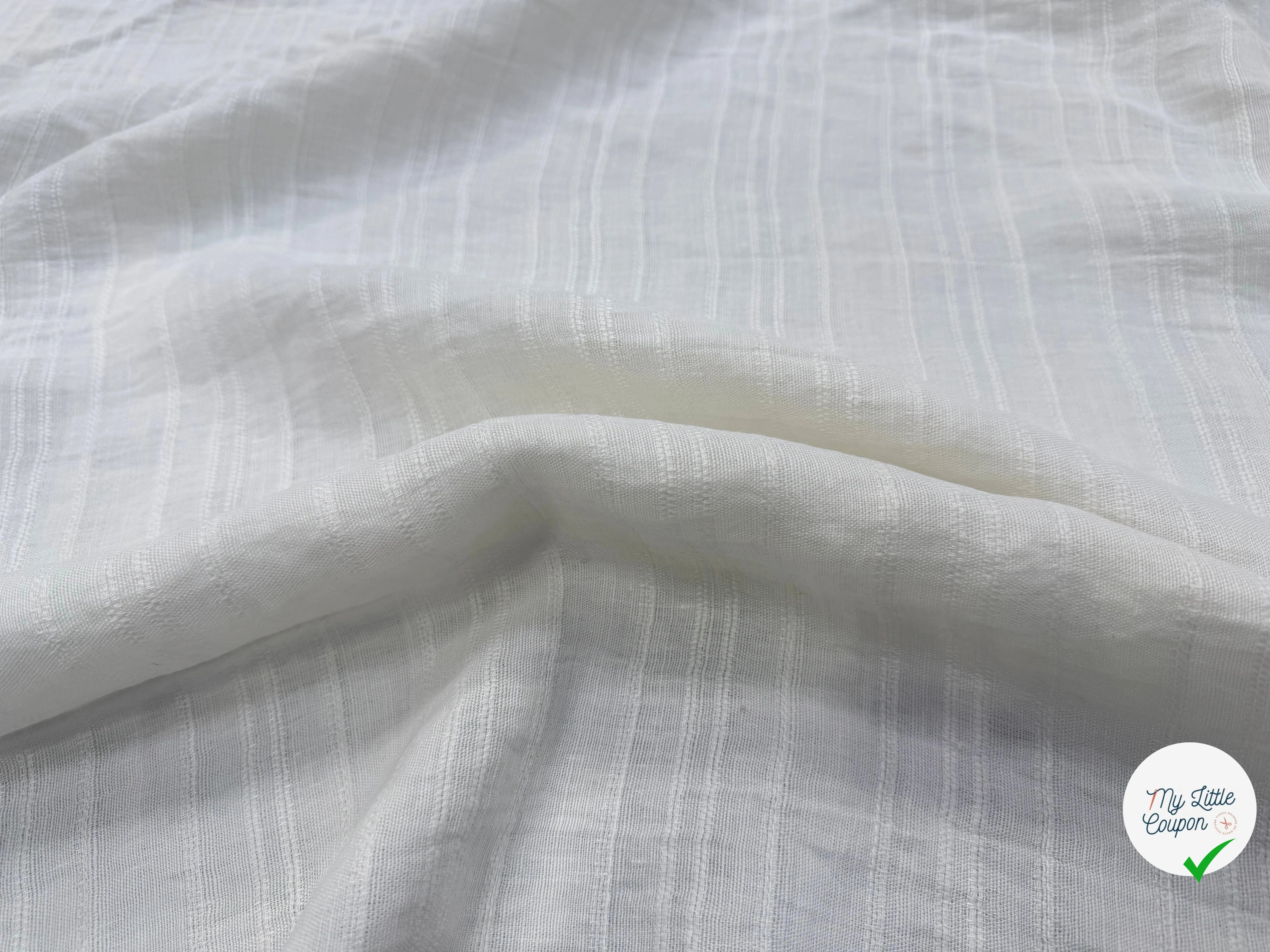 LIN VISCOSE BLANC SUPERBE TENUE RAYURES - My Little Coupon
