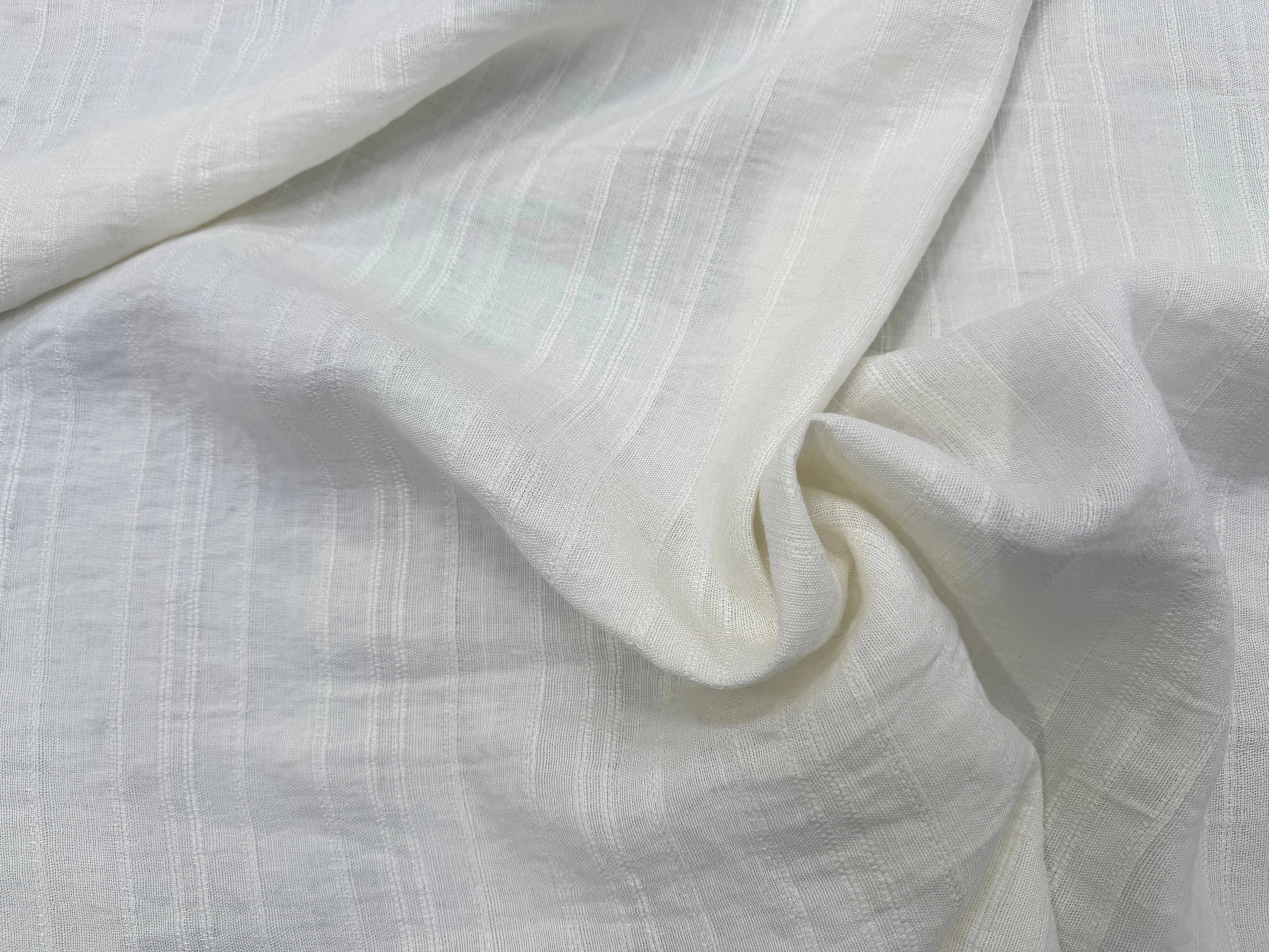 LIN VISCOSE BLANC SUPERBE TENUE RAYURES - My Little Coupon