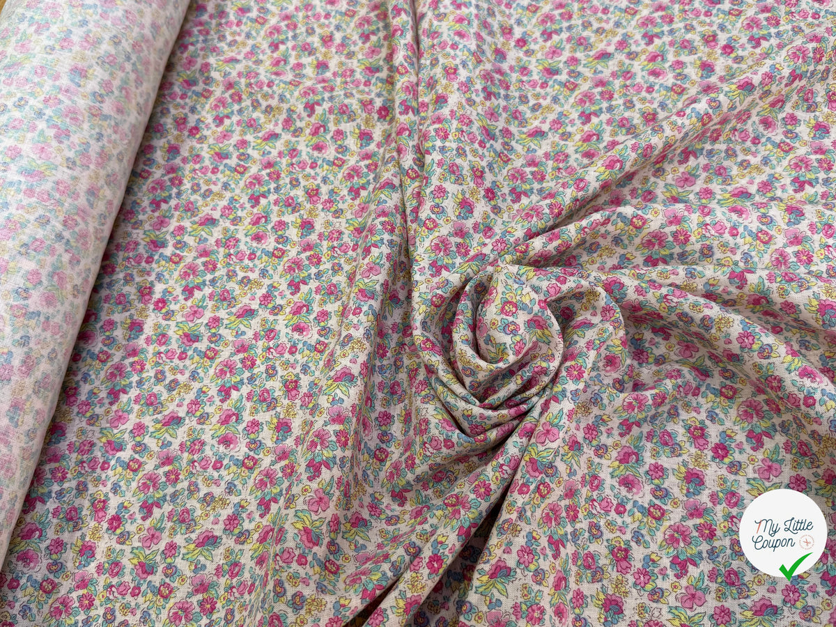 LIN VISCOSE DOUCE FLUIDE ESPRIT LIBERTY JOLIES PETITES FLEURS MULTICO 65% LIN - My Little Coupon